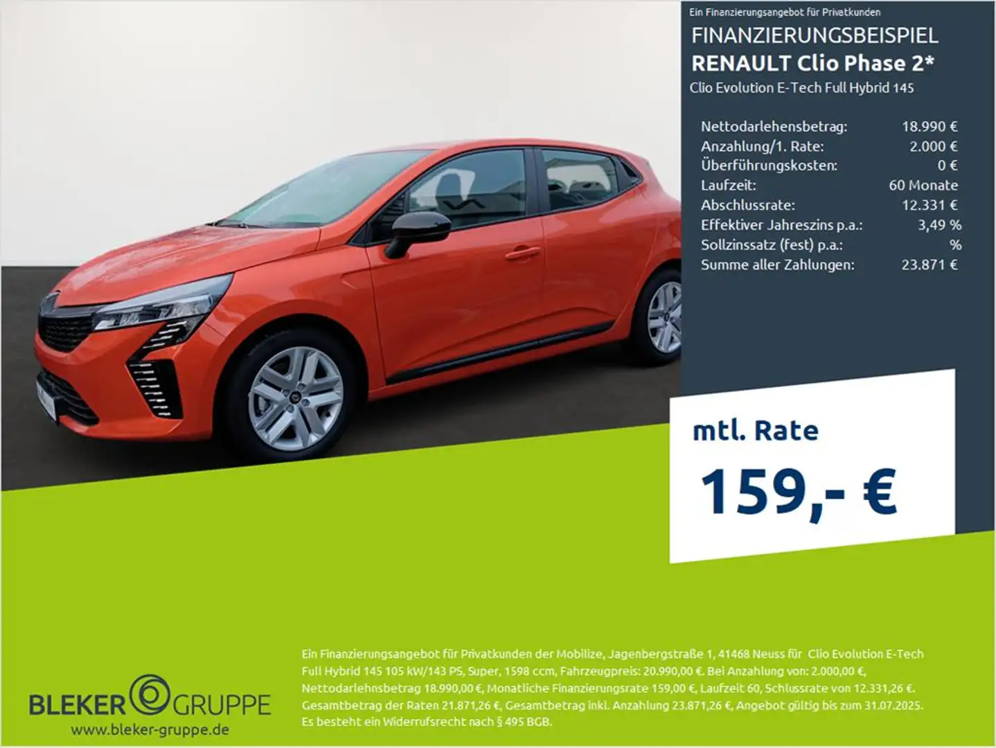 Renault Clio Clio Evolution E-Tech Full Hybrid 145 Orange - 1