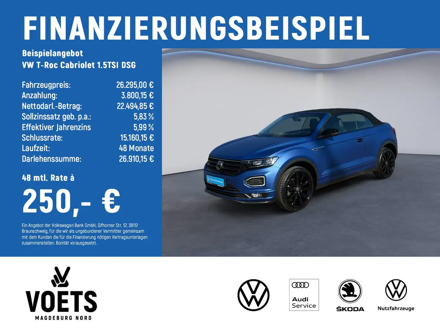 Volkswagen T-Roc Cabriolet 1.5TSI DSG R-Line EDITION BLUE 300/80... Blau - 2
