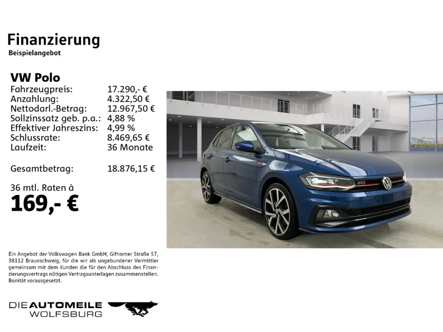 Volkswagen Polo 6 2.0 TSI GTI 18"/APP/LED/SITZHZ/CLIMATR Blau - 2