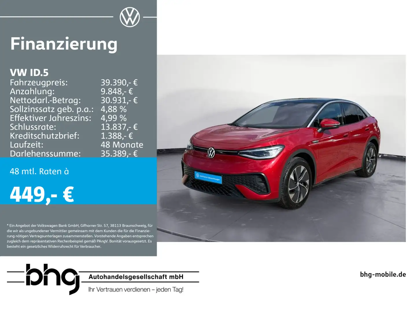 Volkswagen ID.5 Pro Performance mit Infotainment-Paket Rot - 1