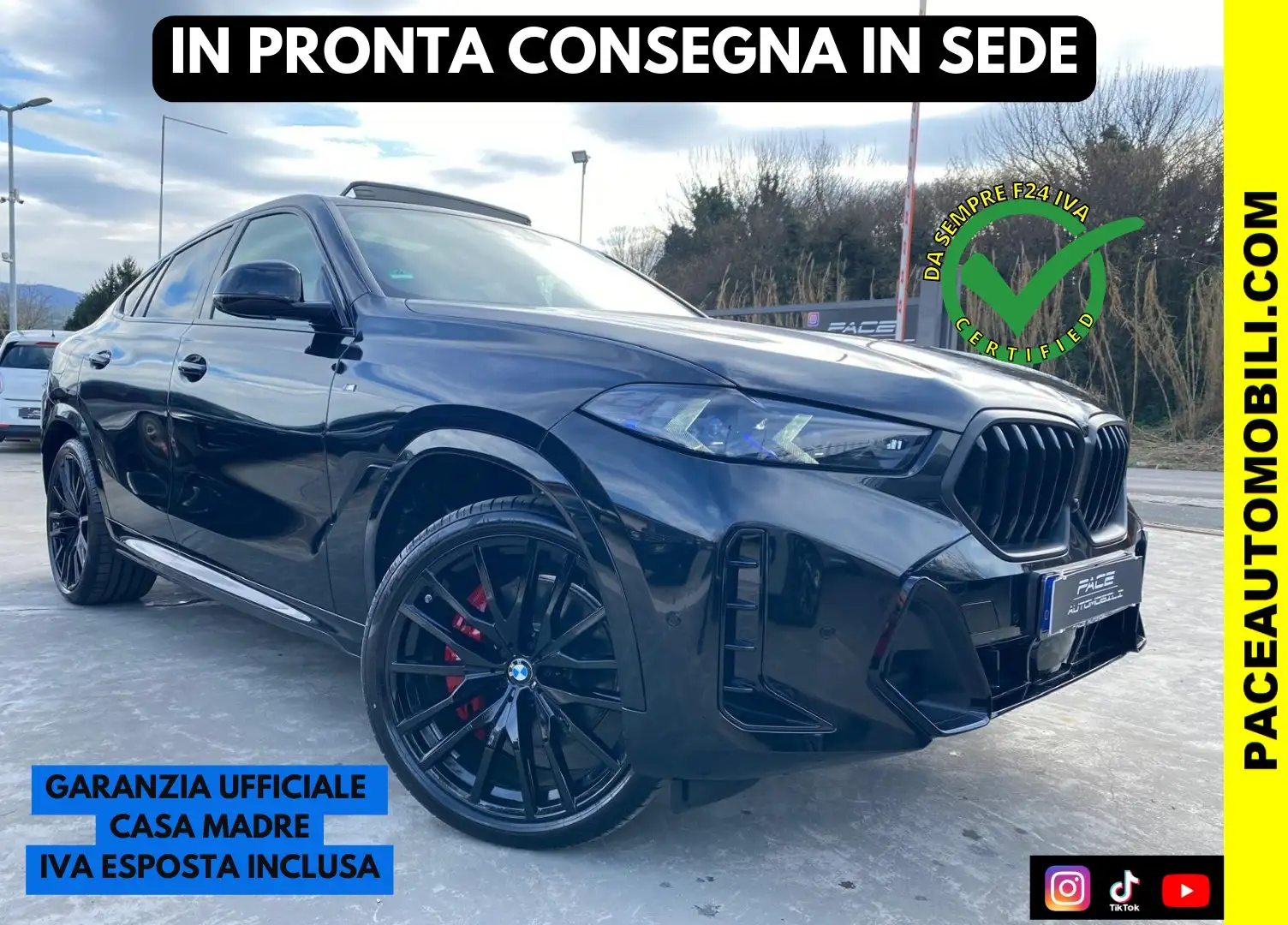 BMW X6 D BLACK PACK M-SPORT MSPORT PRO TETTO PELLE 22"HUD Nero - 1