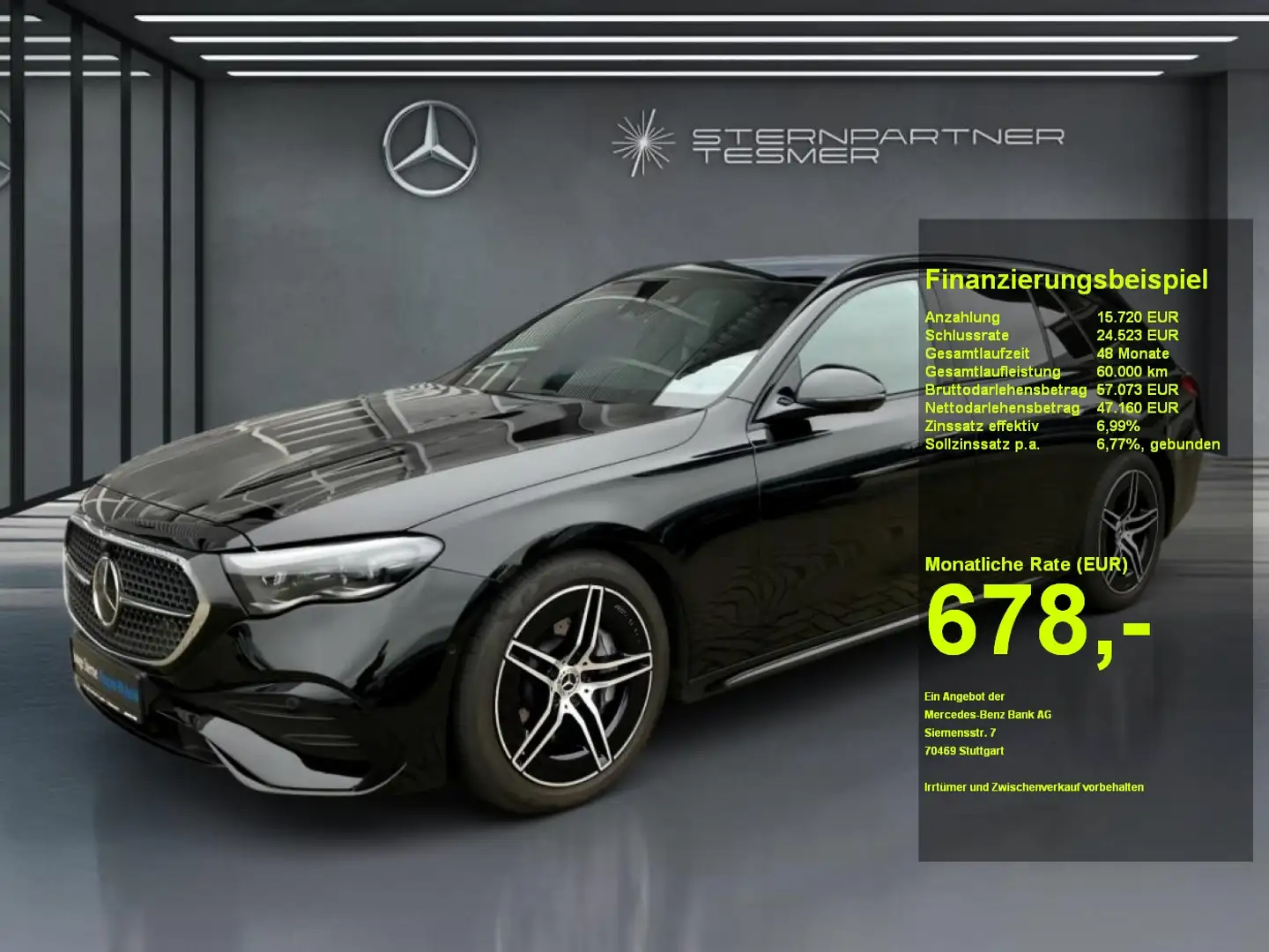 Mercedes-Benz E 300 de 4M T AMG HUD AHK Panorama Distr. 360° Schwarz - 1