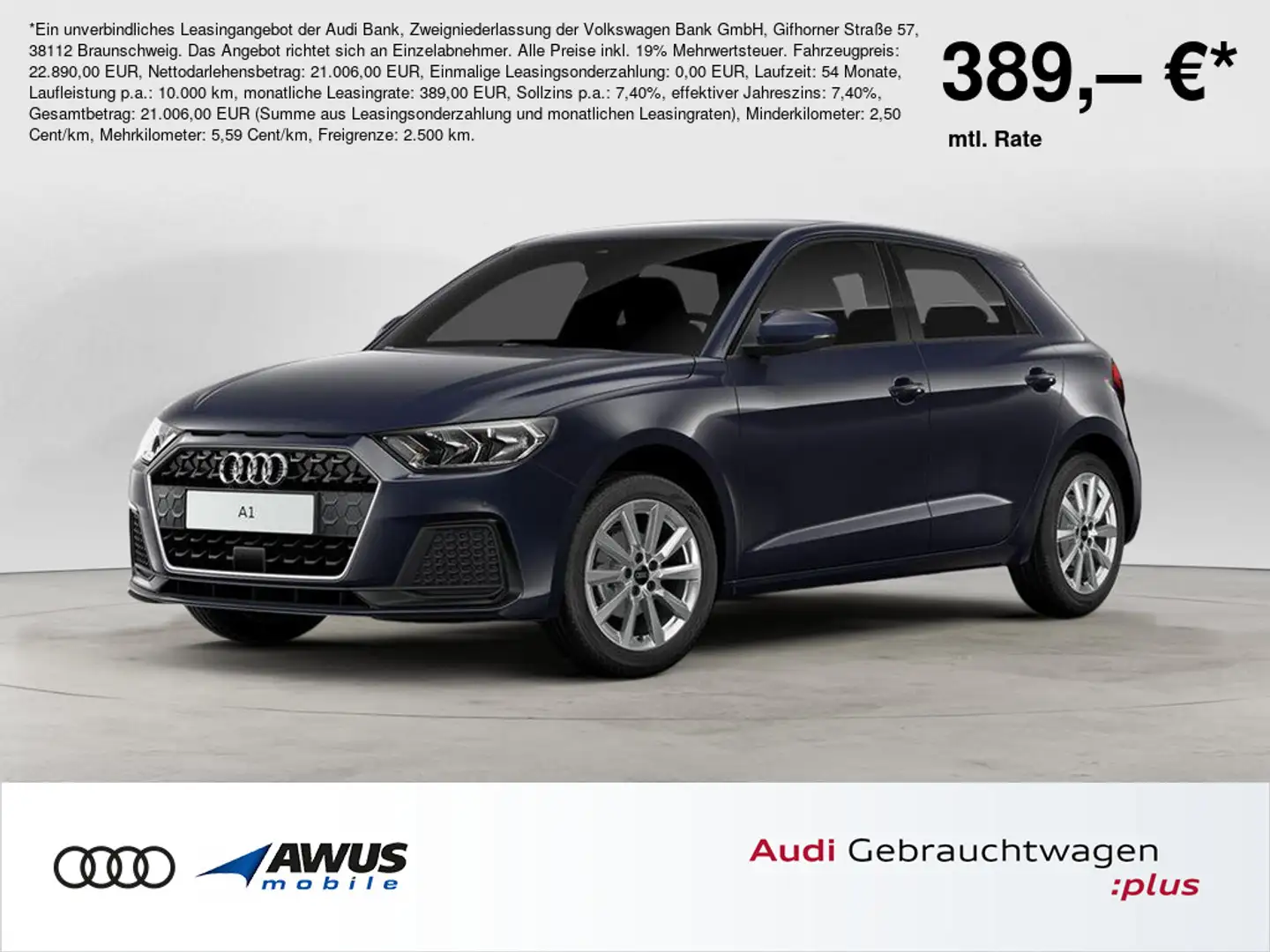 Audi A1 Sportback 25 advanced, Klima,Tempomat,PDC Blau - 1