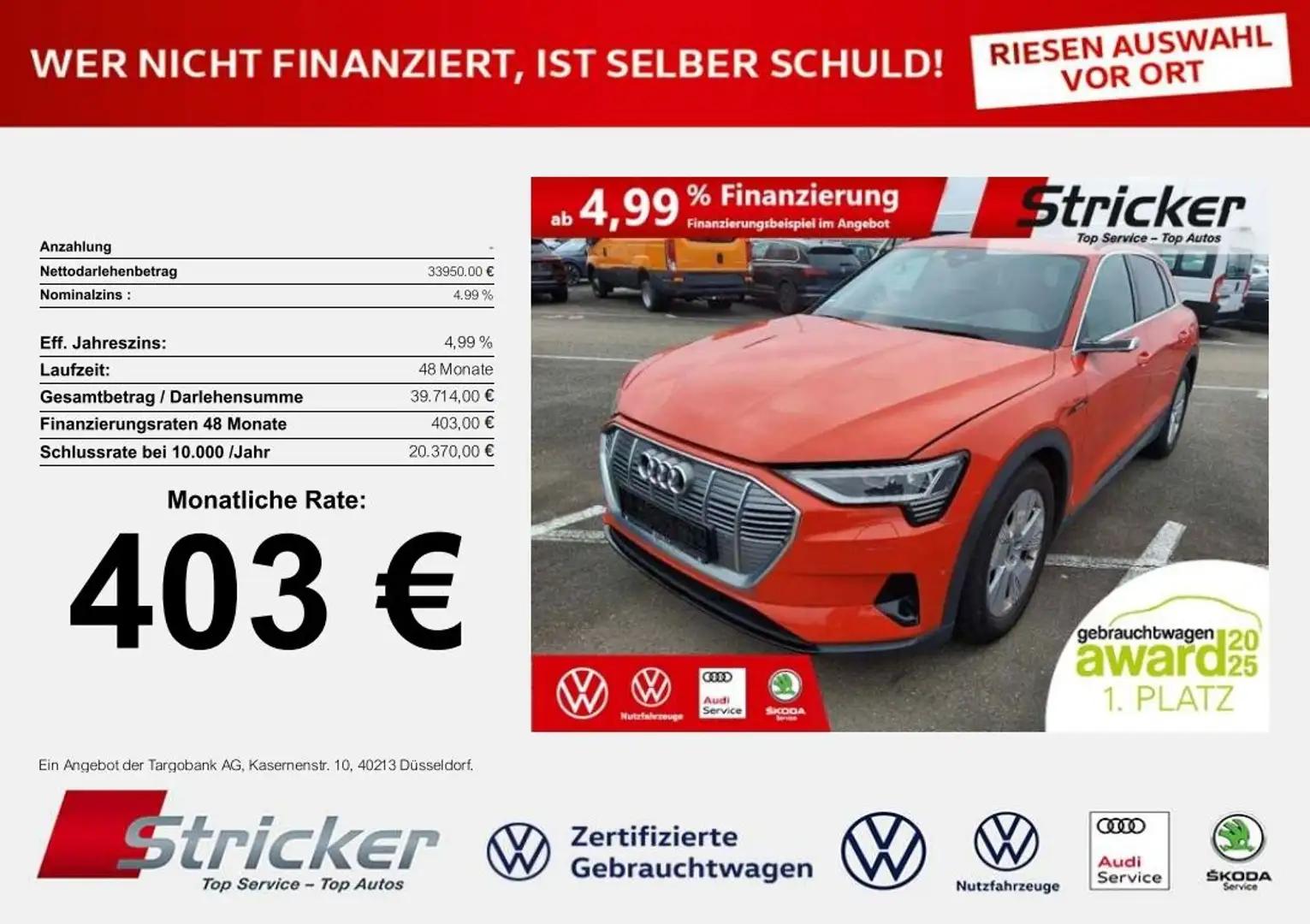 Audi e-tron 55 quattro 403,-ohne Anzahlung AHK Pano Rot - 2