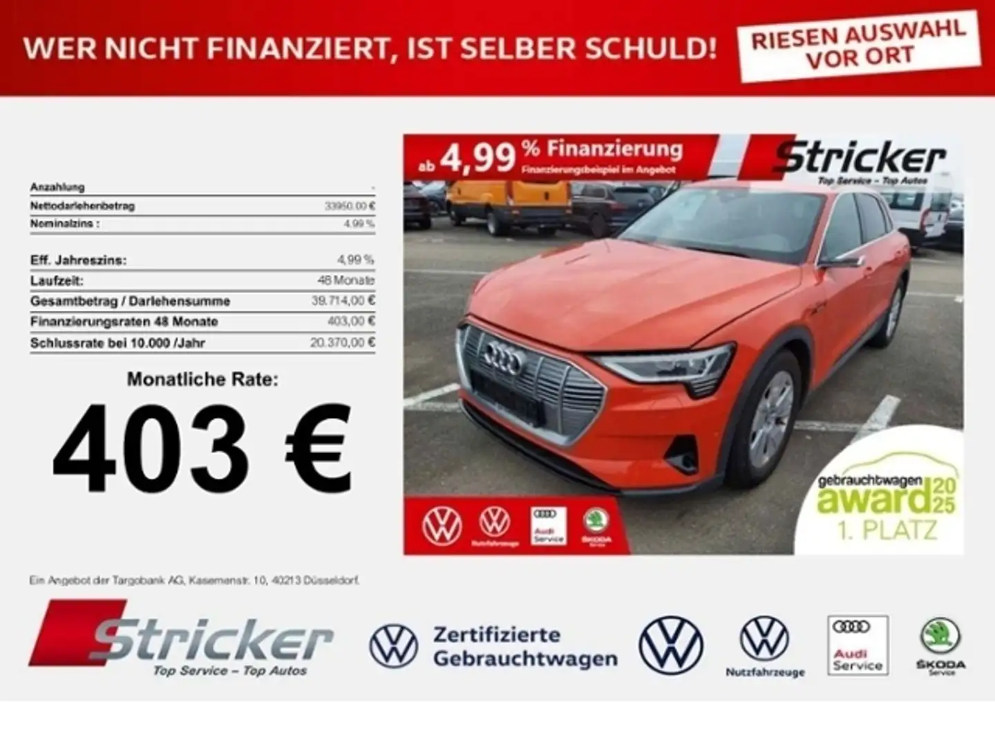 Audi e-tron 55 quattro 403,-ohne Anzahlung AHK Pano Rot - 1