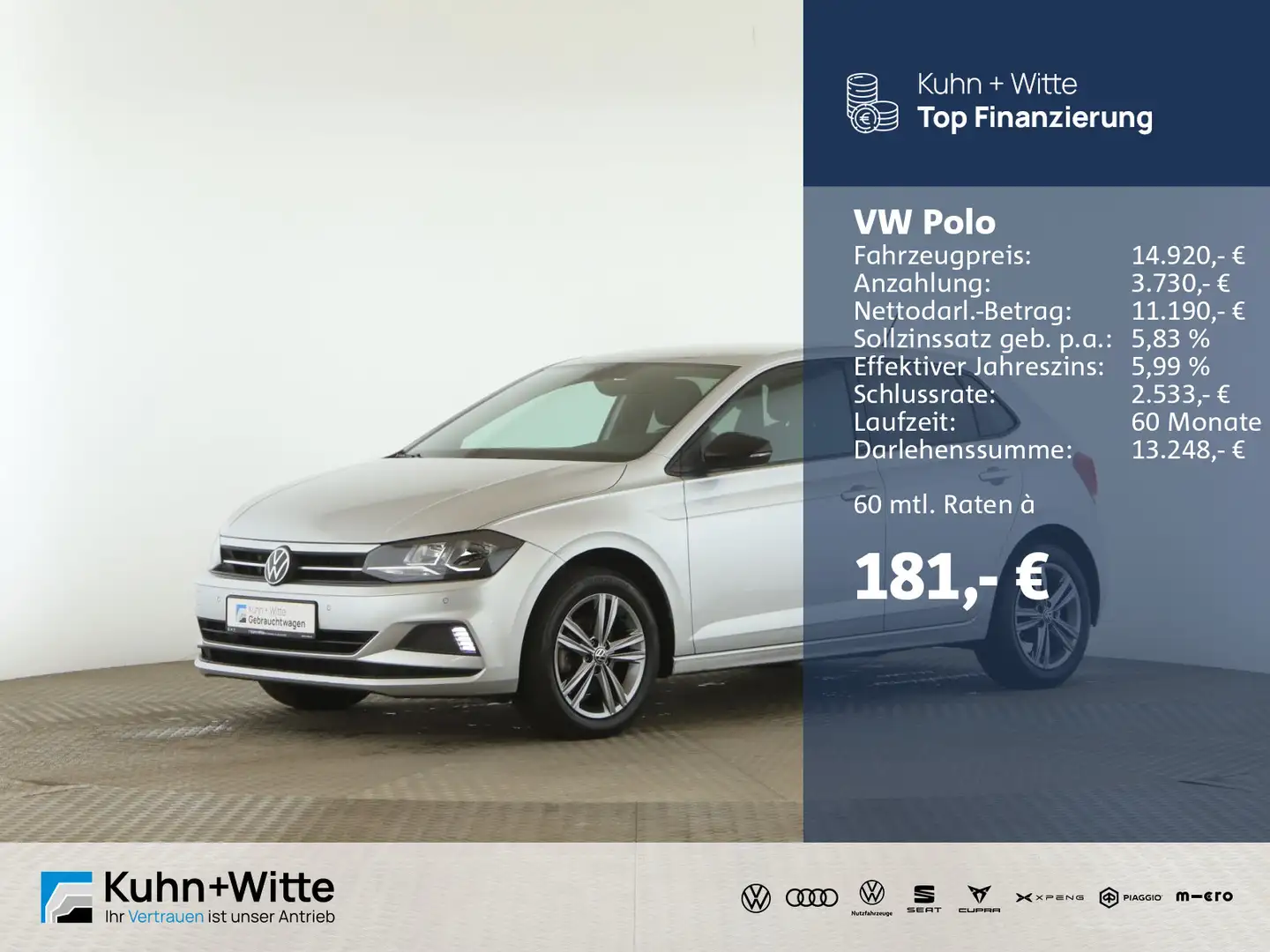 Volkswagen Polo 1.0  TSI Comfortline *ACC*PDC*Navi*SHZ*Appl Silber - 1
