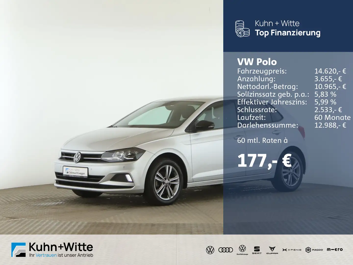Volkswagen Polo 1.0  TSI Comfortline *ACC*PDC*Navi*SHZ*Appl Zilver - 1