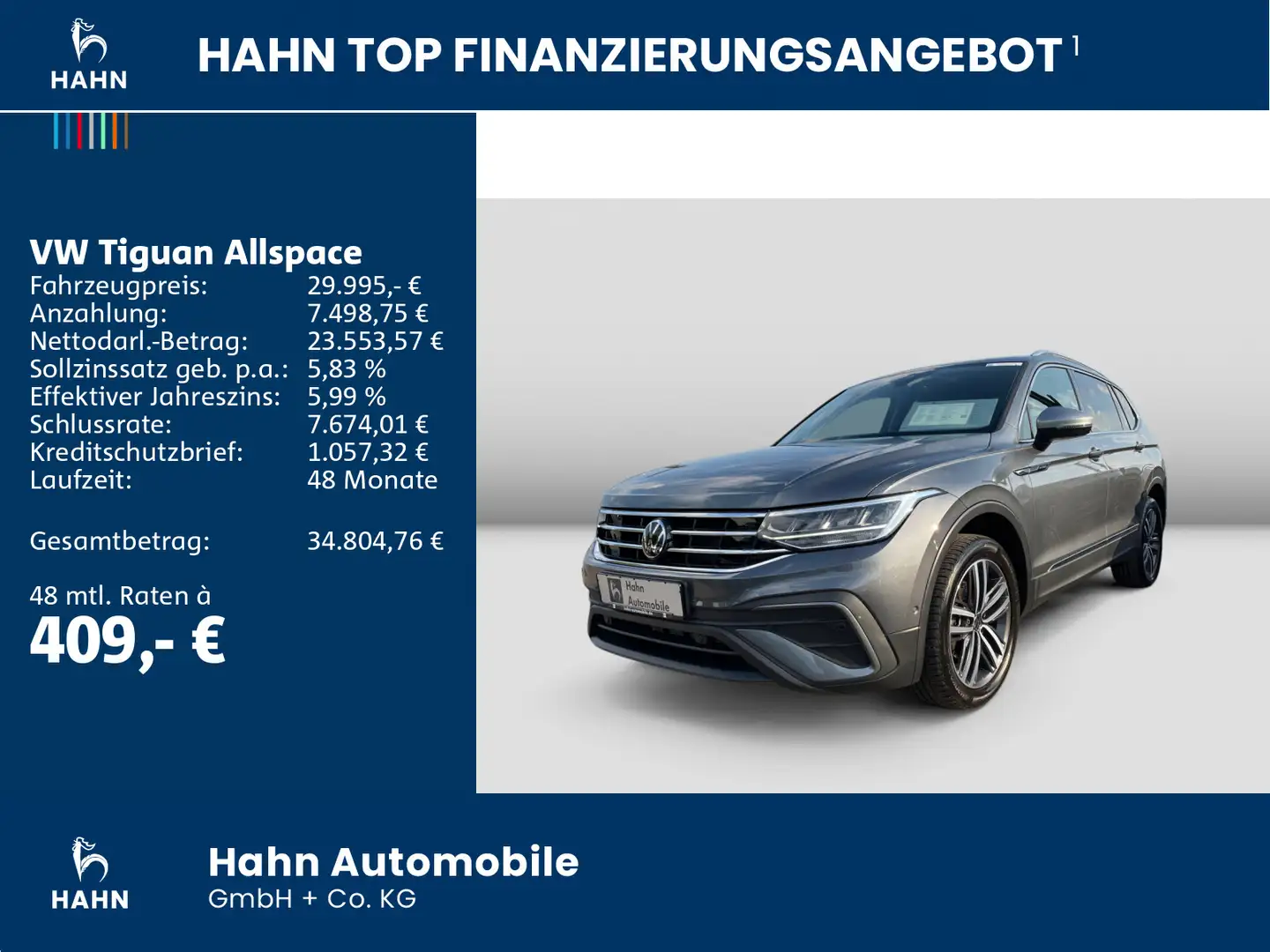 Volkswagen Tiguan Allspace Life 2.0TDI DSG AHK CAM LED HUD Grau - 2