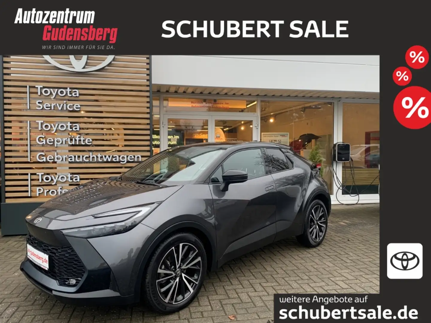 Toyota C-HR 2,0 l Hybrid Lounge Navi LED El. Heckklappe Apple Grijs - 1