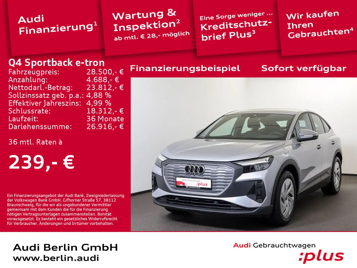 Audi Q4 e-tron Q4 Sportback 35 e-tron VIRTUAL NAVI LED PDC Silber - 1