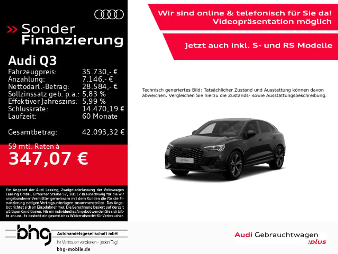 Audi Q3 45 TFSIe Sportback S tronic S line Noir - 1