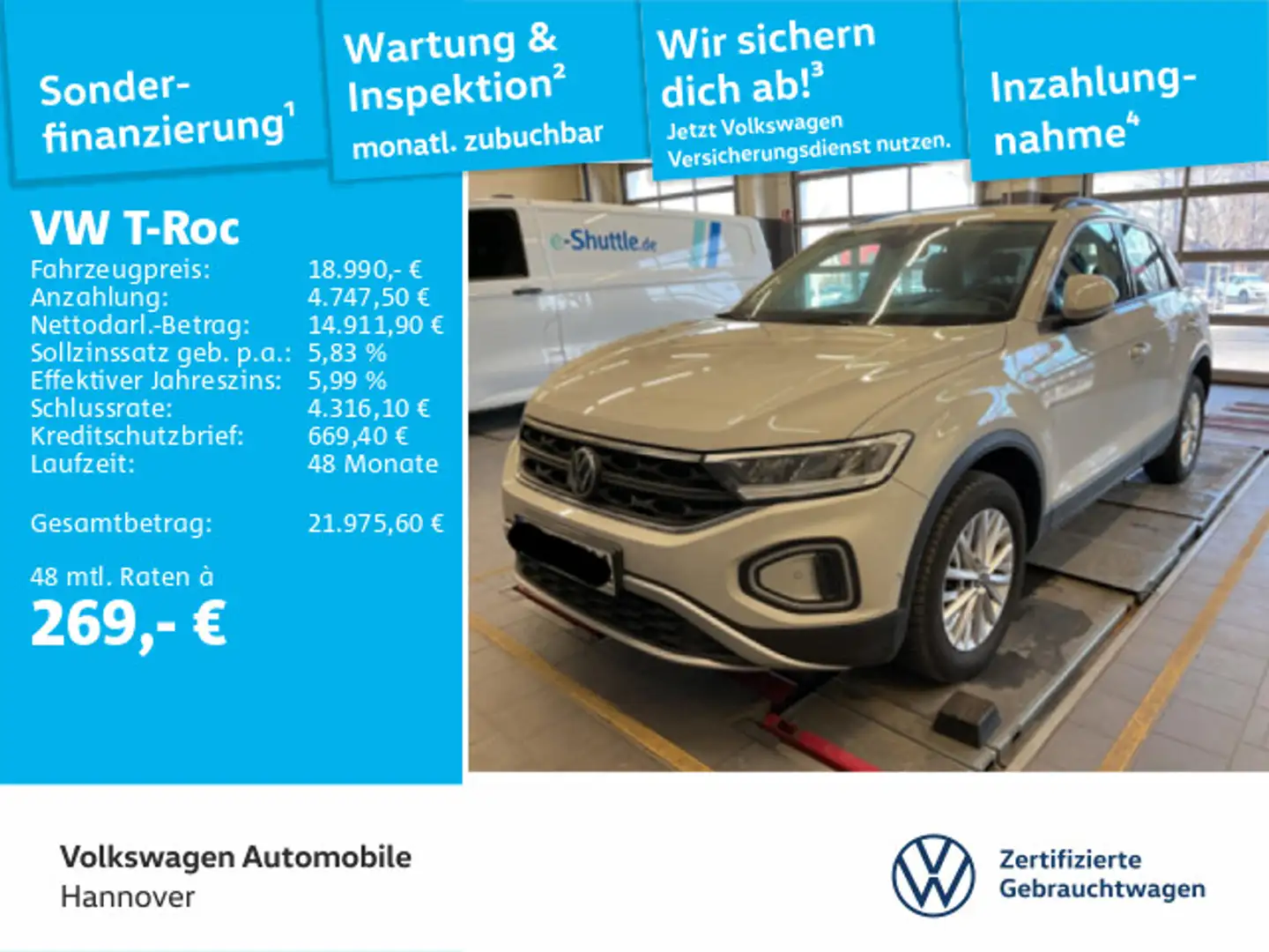 Volkswagen T-Roc 1.0 TSI Life LED Dig.Cockpit PDC Klima Grau - 1