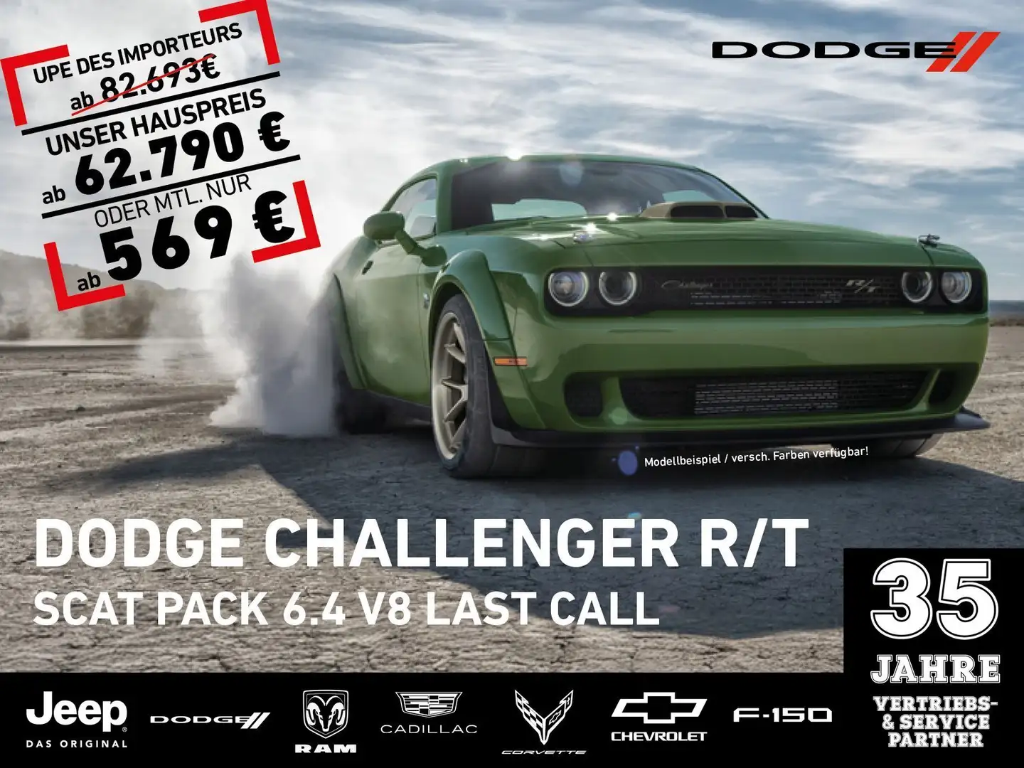 Dodge Challenger R/T ScatPack 6.4V8 Widebody 569€ mtl. Orange - 1