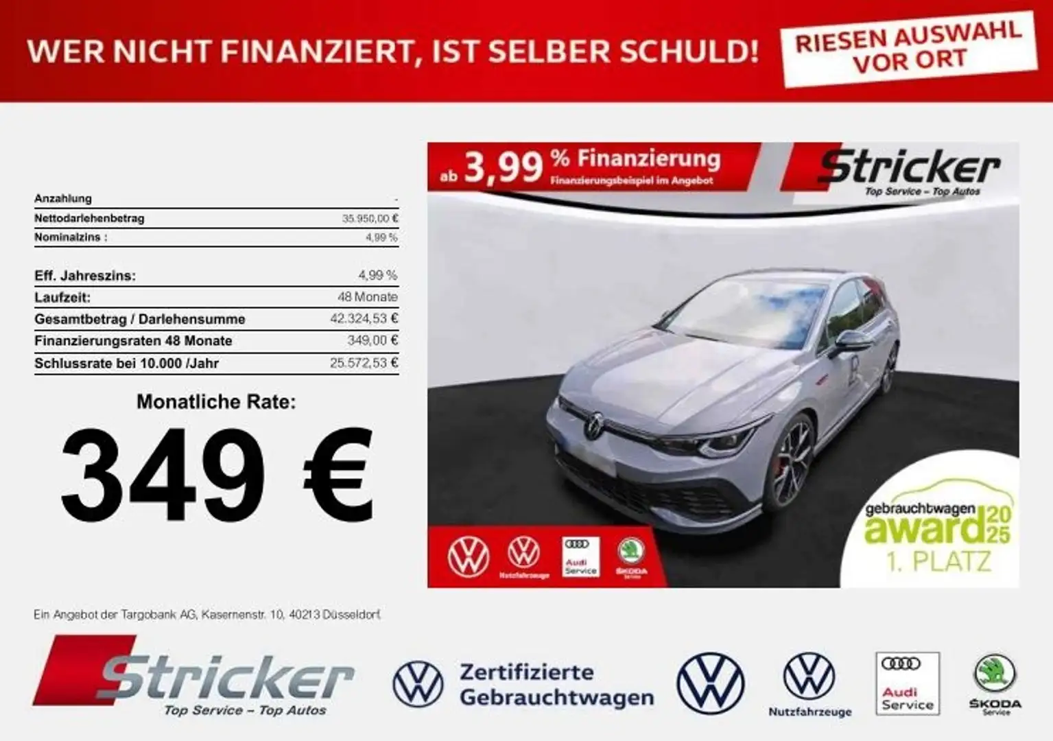 Volkswagen Golf GTI Clubsport Black Style 2.0TSI 349,-ohne Anzahl Grau - 1