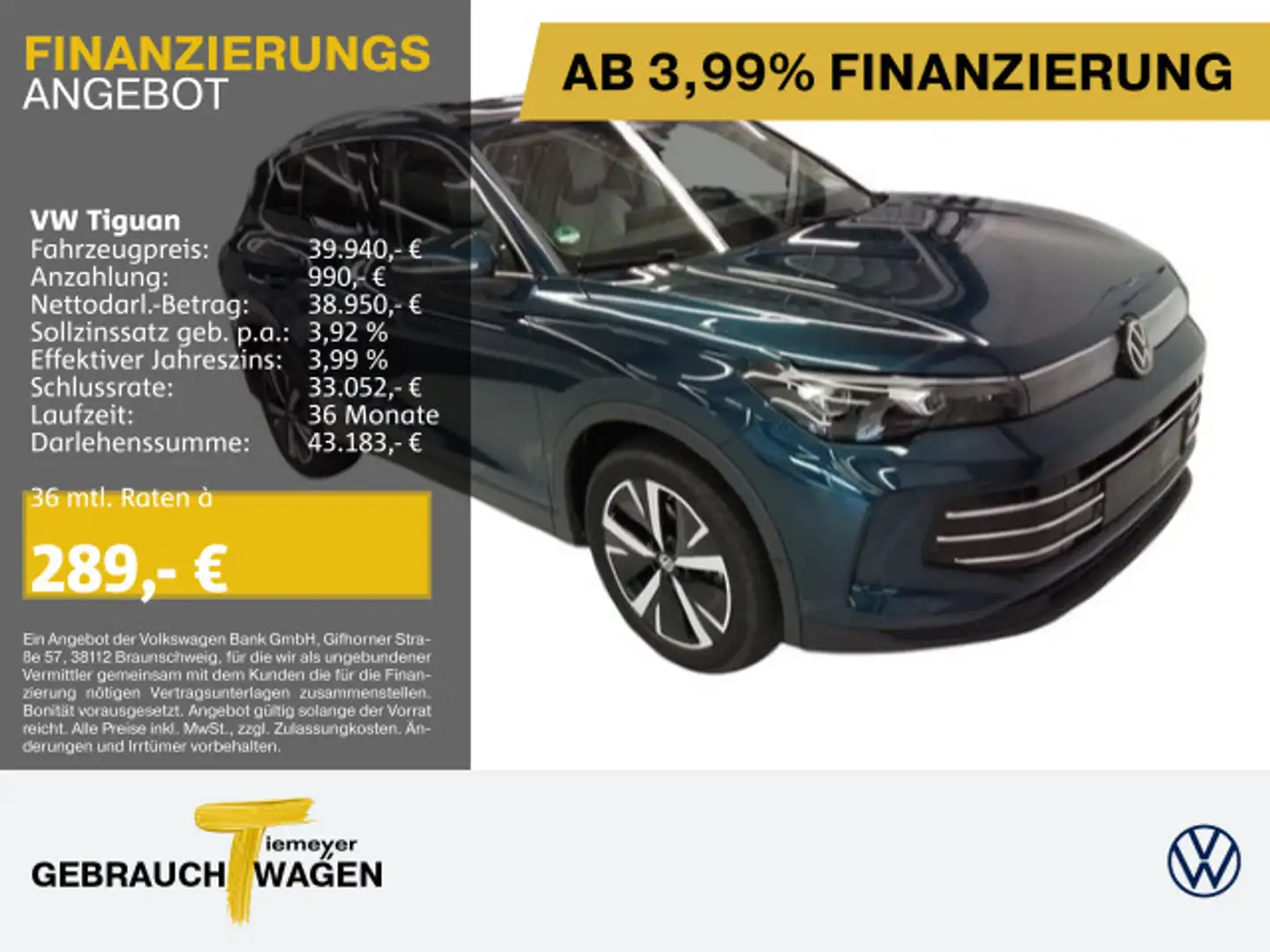 Volkswagen Tiguan 2.0 TDI DSG ELEGANCE STDHZ PANO AHK Blau - 1