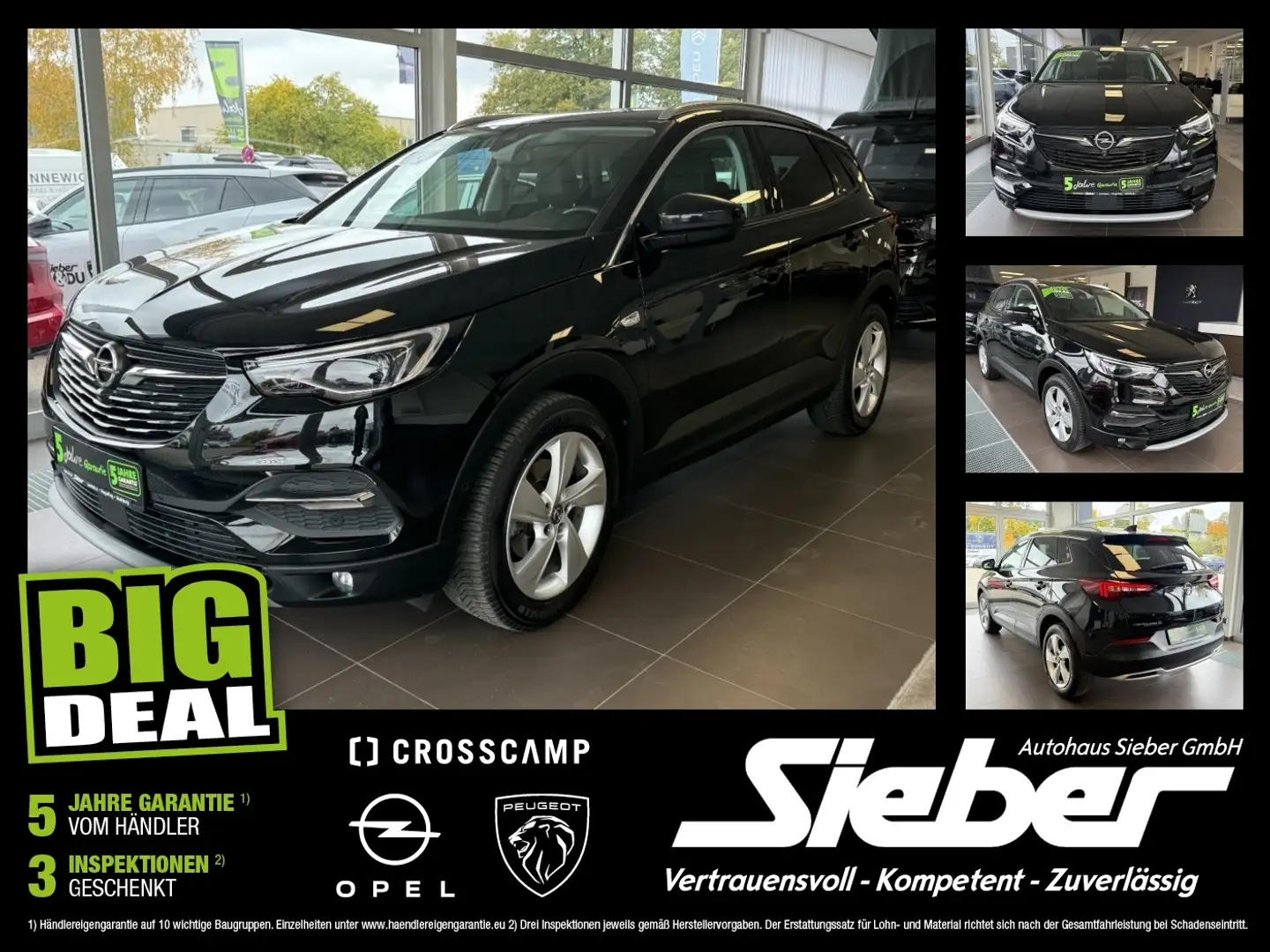 Opel Grandland X 1.2 Turbo INNOVATION 2xKlima 360 AUT Zwart - 1