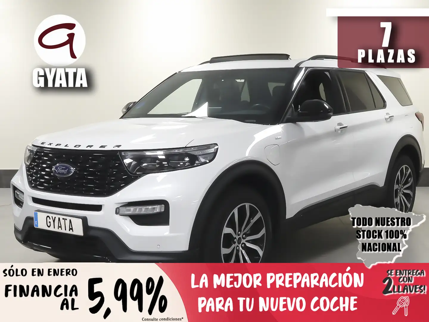 Ford Explorer 3.0 PHEV ST-Line AWD 450 Blanc - 1