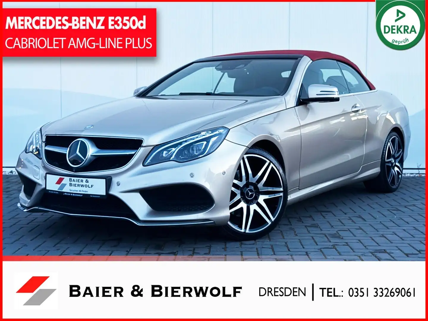 Mercedes-Benz E 350 d Cabrio BlueTec DISTR.AMG-LINE 360GRAD Argent - 1