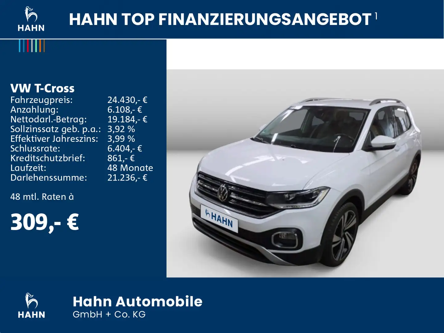 Volkswagen T-Cross Style 1.0TSI DSG ACC AHK CAM LED NAVI Weiß - 2