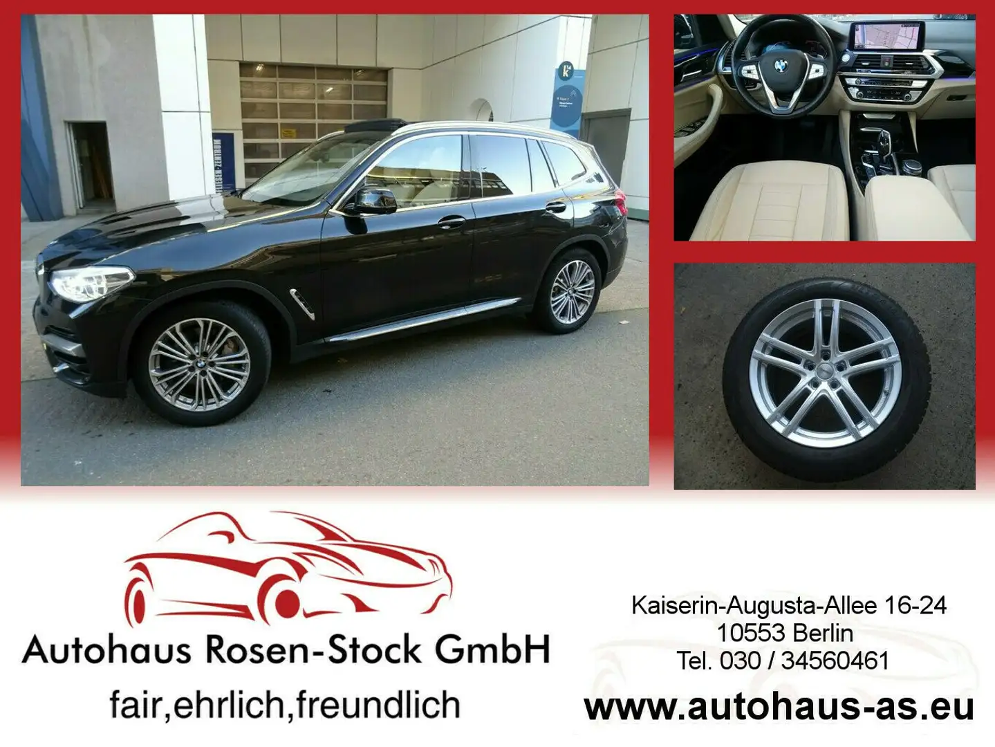 BMW X3 30 D xDrive Luxury SAG,AHK,360°,Leder,ACC,Panor Schwarz - 1