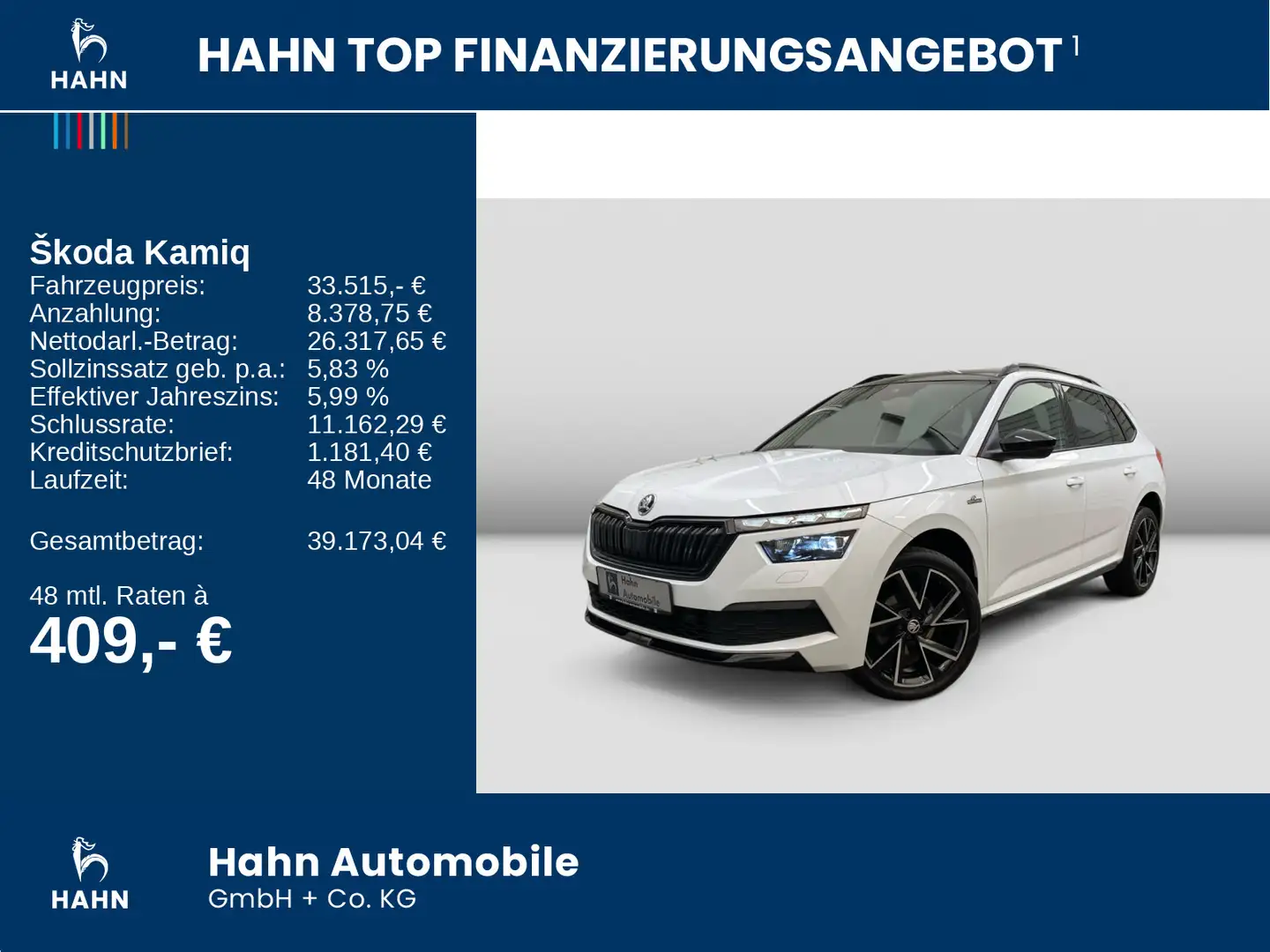 Skoda Kamiq 1.5TSI DSG Monte Carlo LED Navi Pano ACC Weiß - 2
