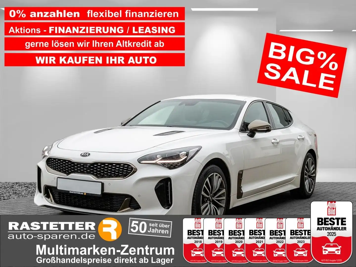 Kia Stinger CRDi AWD GT Line 5Jahre+Leder+Navi+HUD+ACC+360+SHZ Weiß - 1