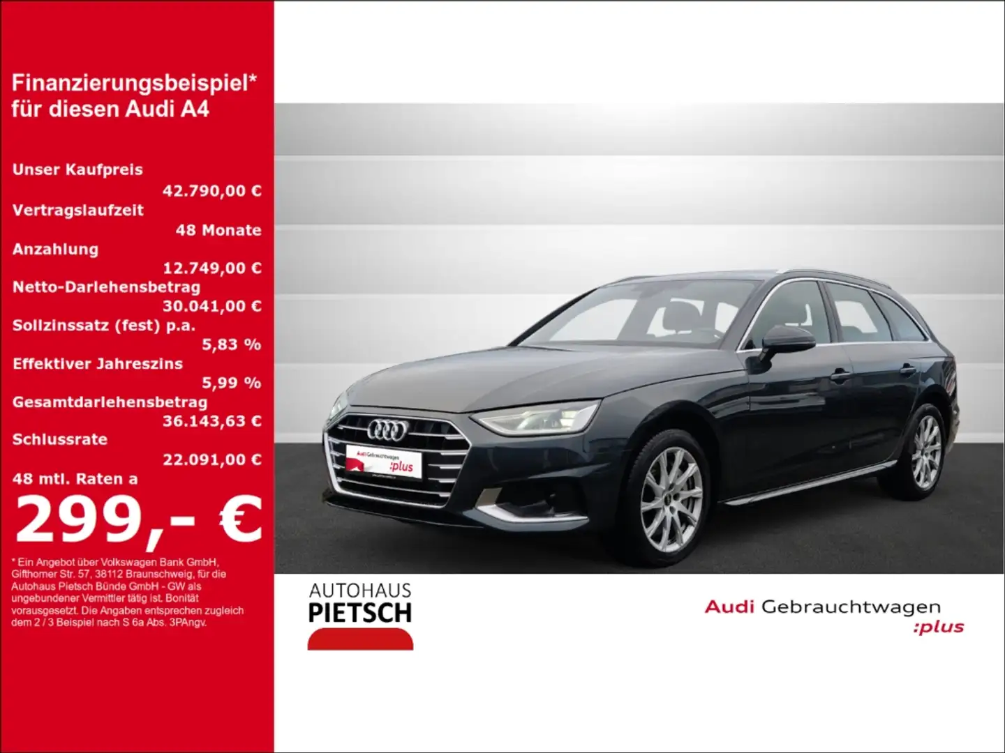 Audi A4 Avant 50 TDI quattro advanced S line Pano AHK Grau - 1