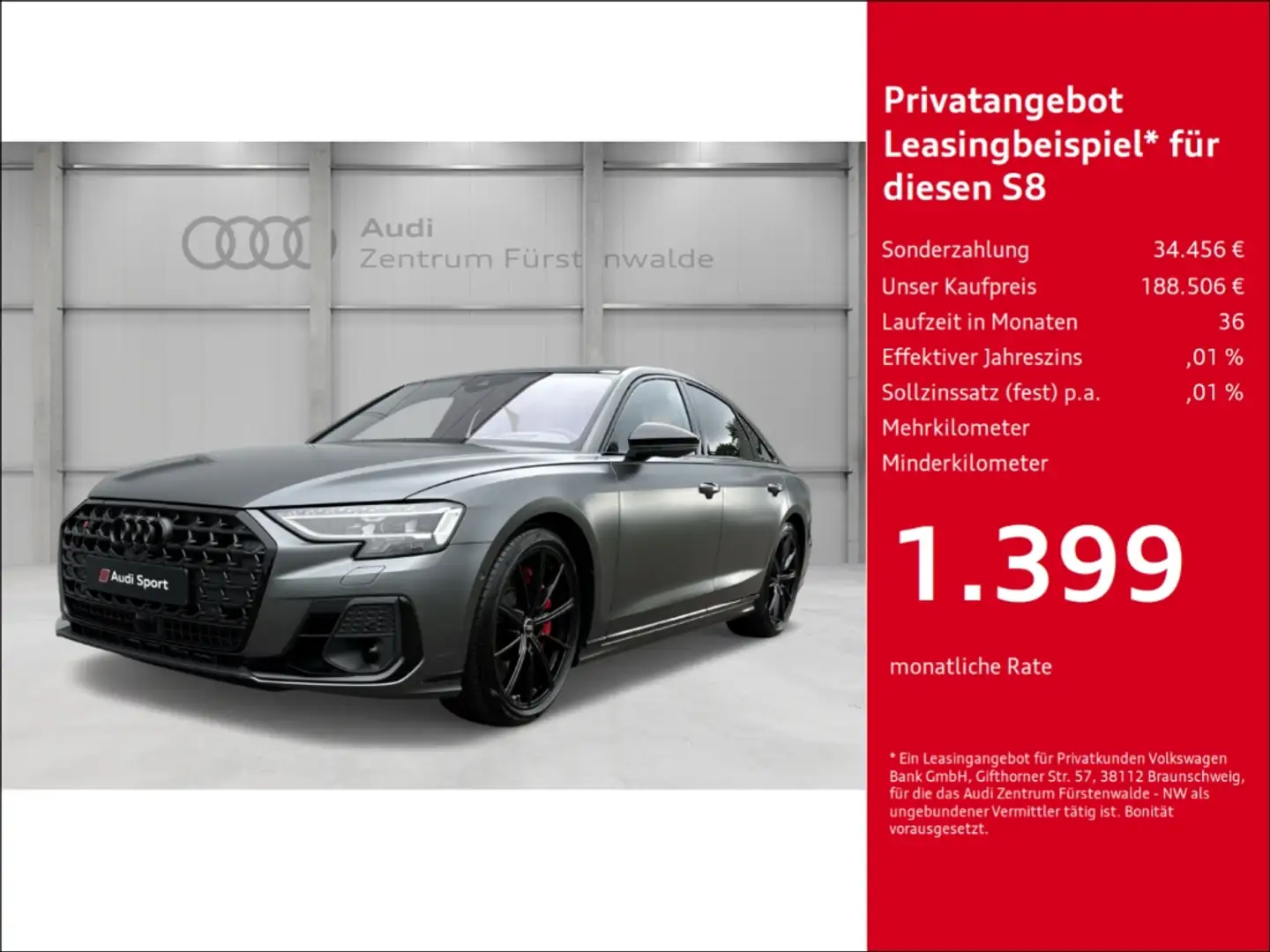 Audi S8 quattro tiptr.+Allrad+HUD+Luftfederung AD StandHZG Gri - 1