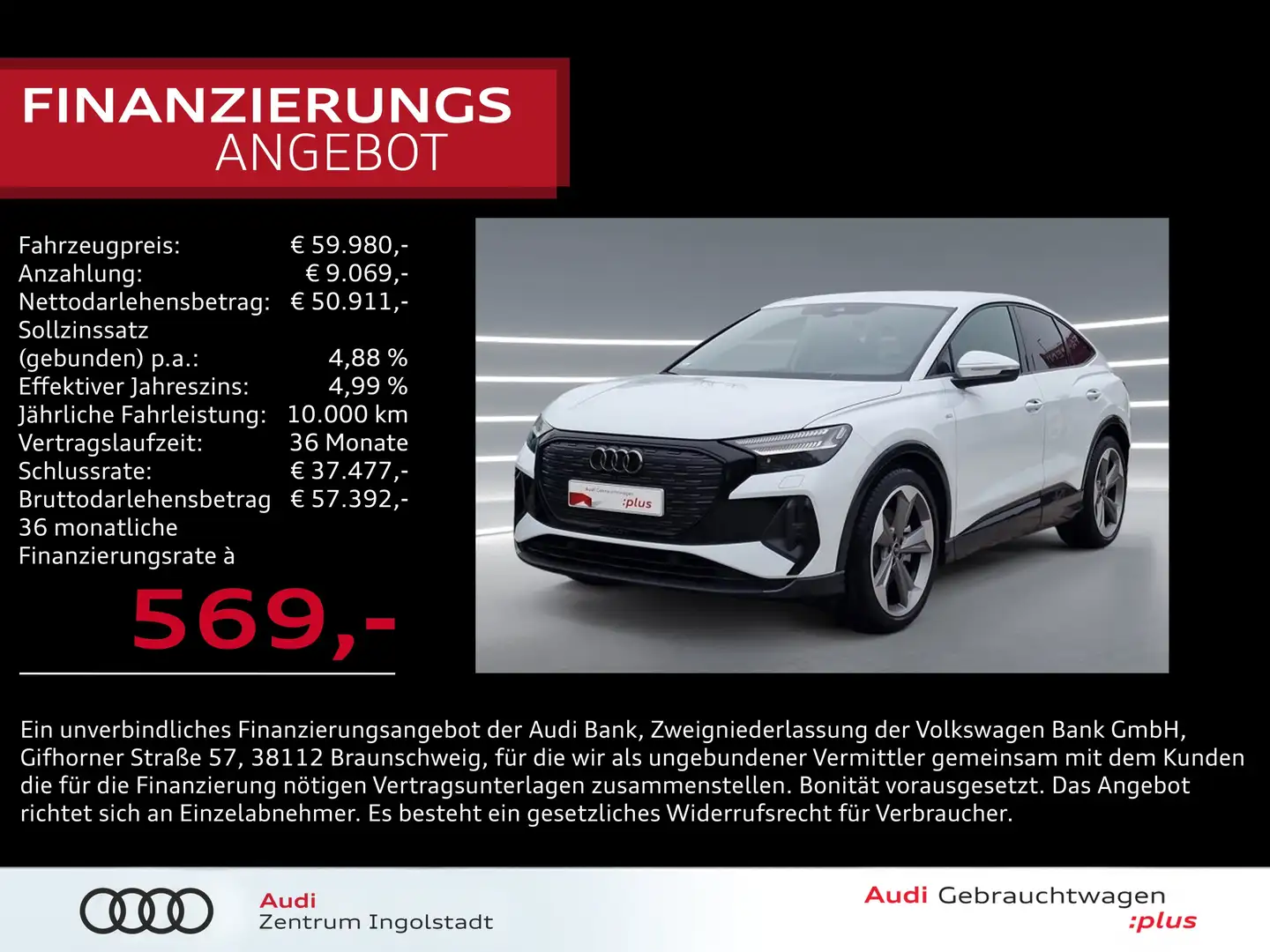 Audi Q4 e-tron Q4 Sportback e-tron 55 qu 2x S line MATRIX SONOS Weiß - 1