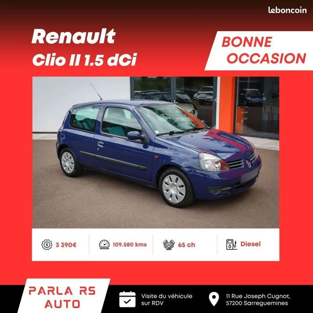 Renault Clio II Phase 2 1.5 dCi 65ch Bleu - 1