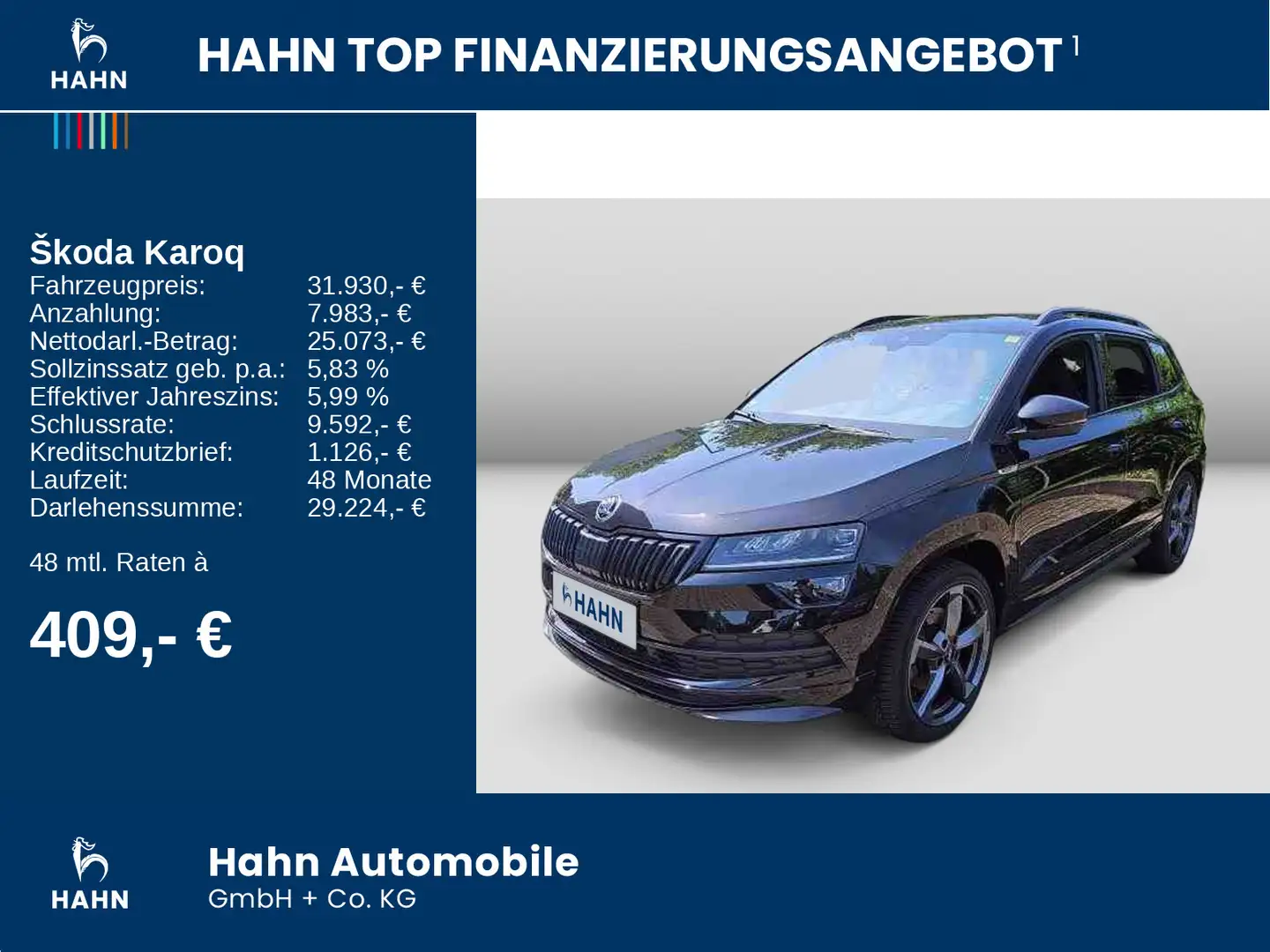 Skoda Karoq 2.0TSI DSG 4x4 Sportline AHK Standh APP-Co Zwart - 2