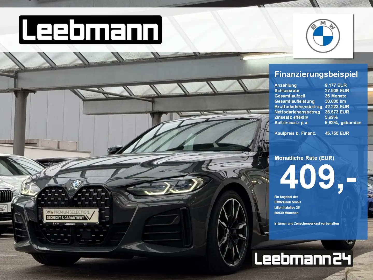BMW 440 Mi xDr. Gran Coupé GSD/HUD/Carbon 2J.GARANTIE Gris - 1