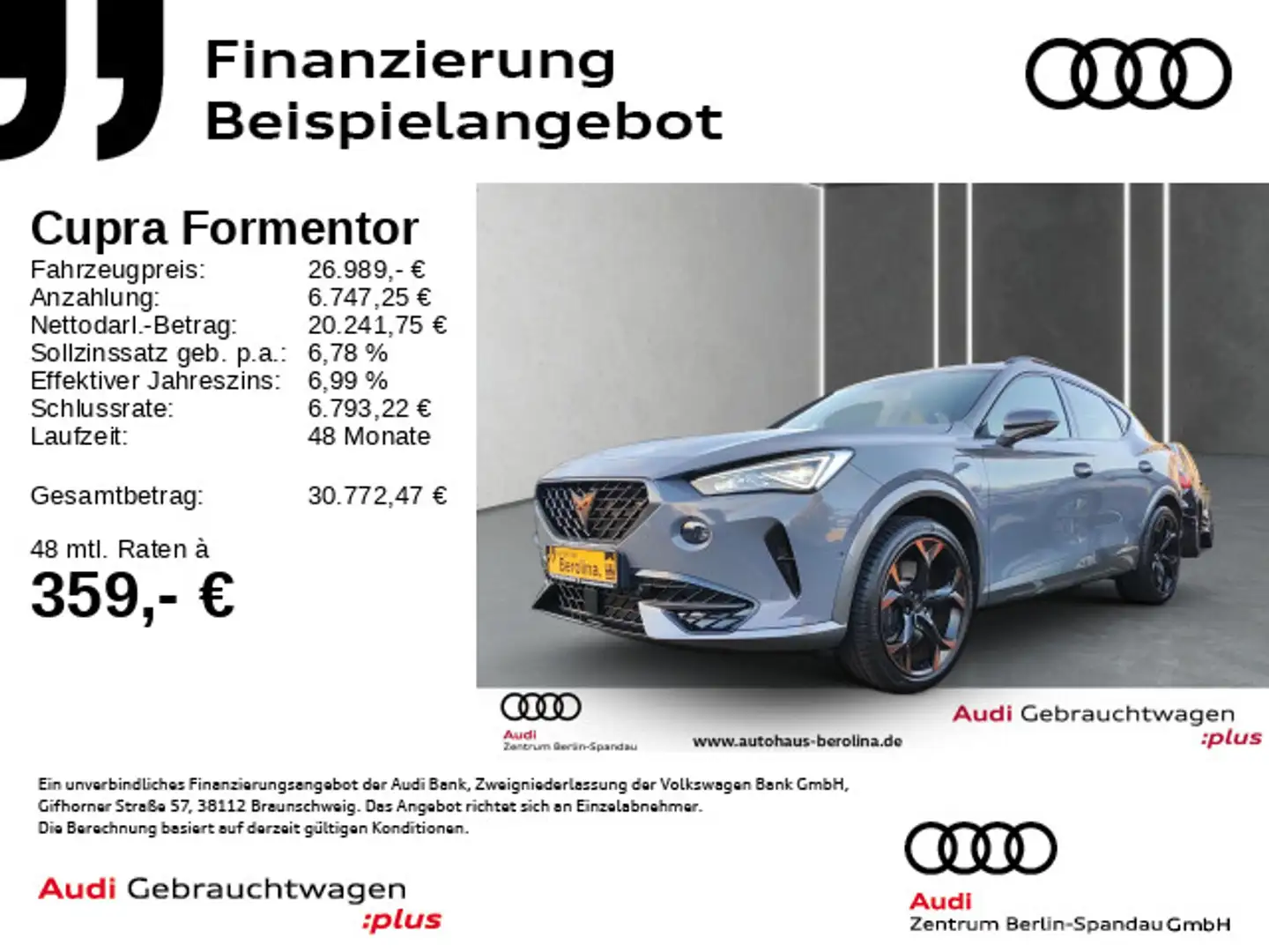 CUPRA Formentor 1.4 e-Hybrid VZ DSG *PANO*ACC*AHK*SHZ* Grau - 1