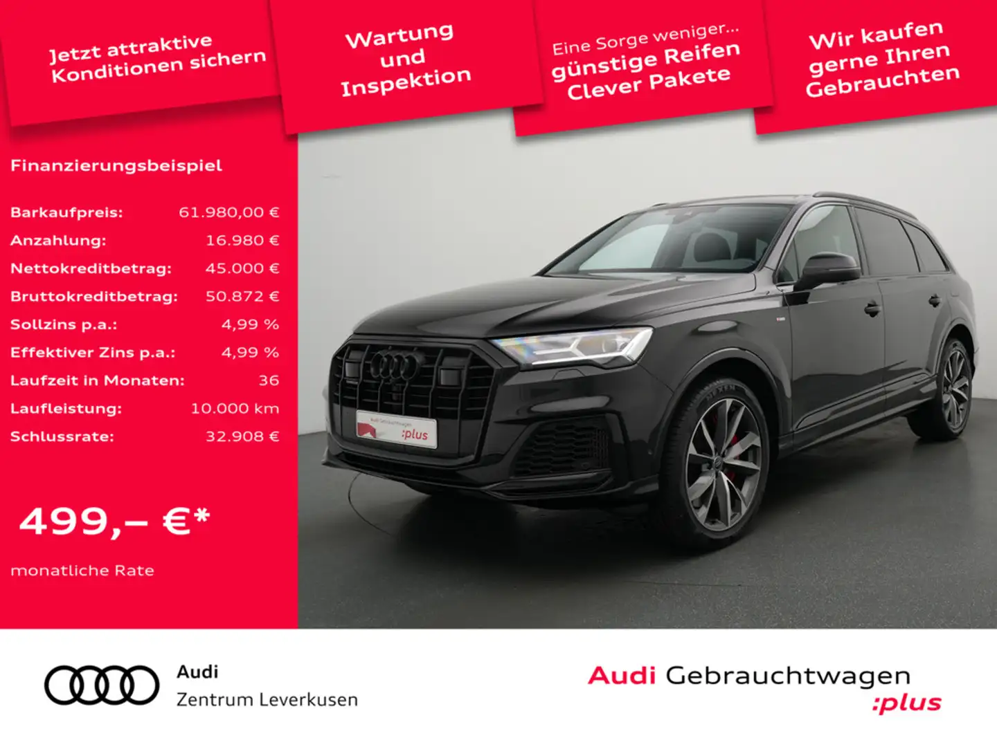 Audi Q7 55 e quattro S line PANO AHK NAVI VIRT ACC Schwarz - 1