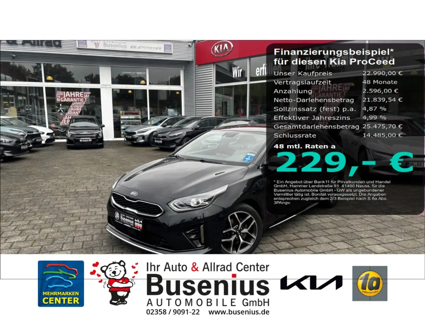 Kia ProCeed / pro_cee'd 1.6 CRDi DCT GT-Line+Navi+Tech+ACC+SHZ Schwarz - 1