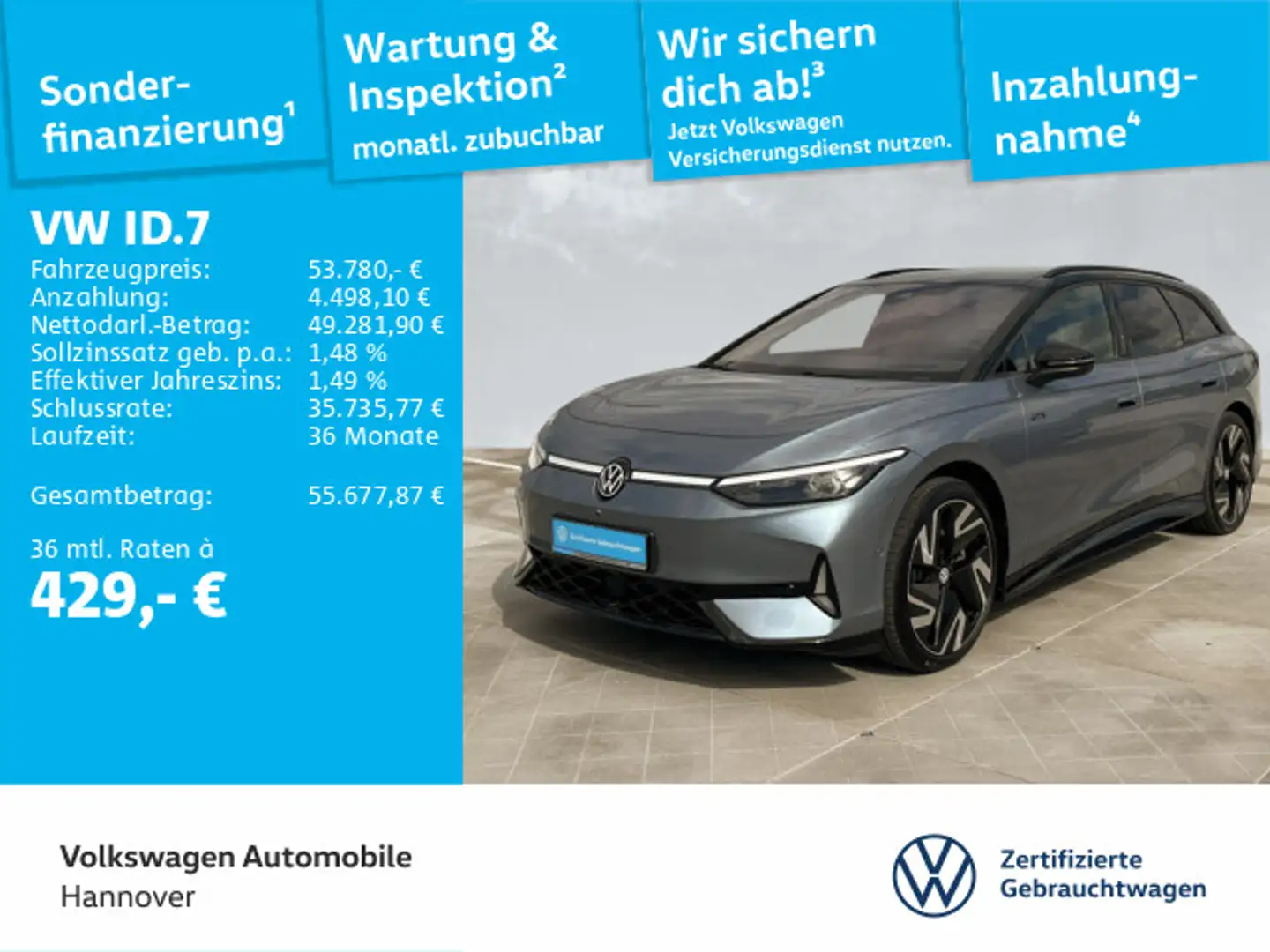 Volkswagen ID.7 Tourer GTX AHK Navi ACC PDC SHZ Blau - 1
