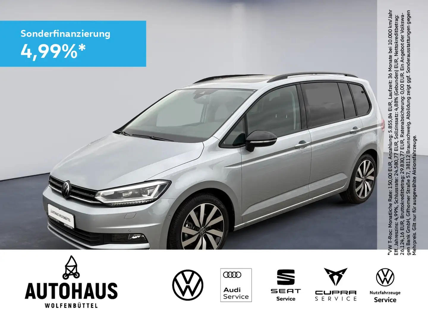 Volkswagen Touran Highline 1.5 TSI DSG AHK LED PANO STANDH Argintiu - 1