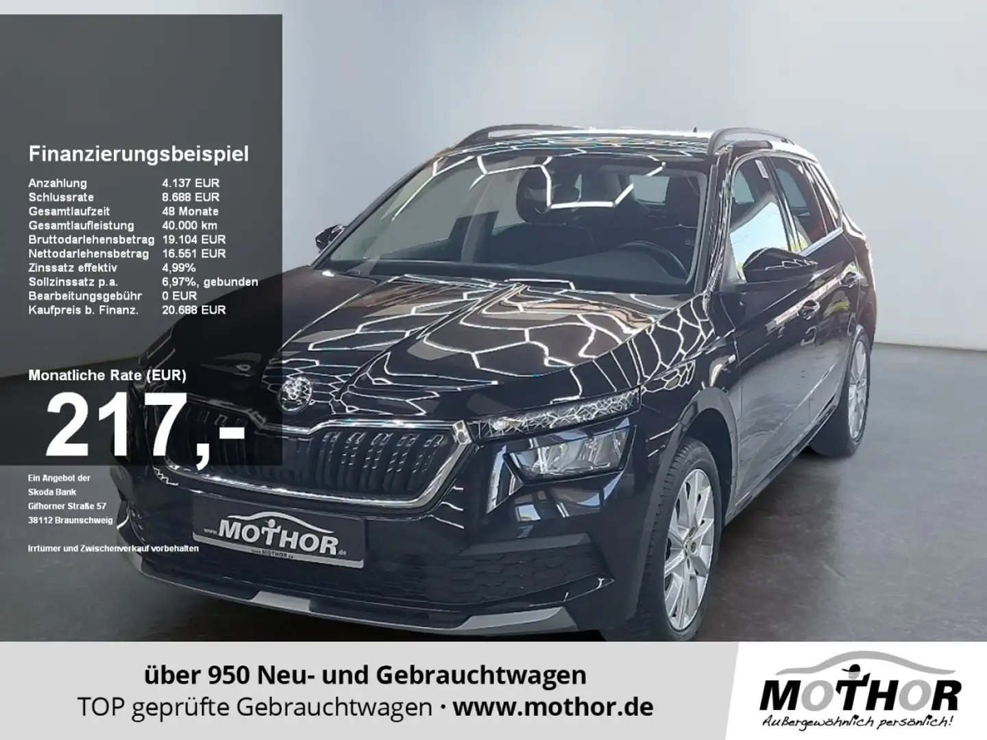 Skoda Kamiq Tour 1.0 TSI SpurH el.Heck LM KAM LED PDC Schwarz - 1