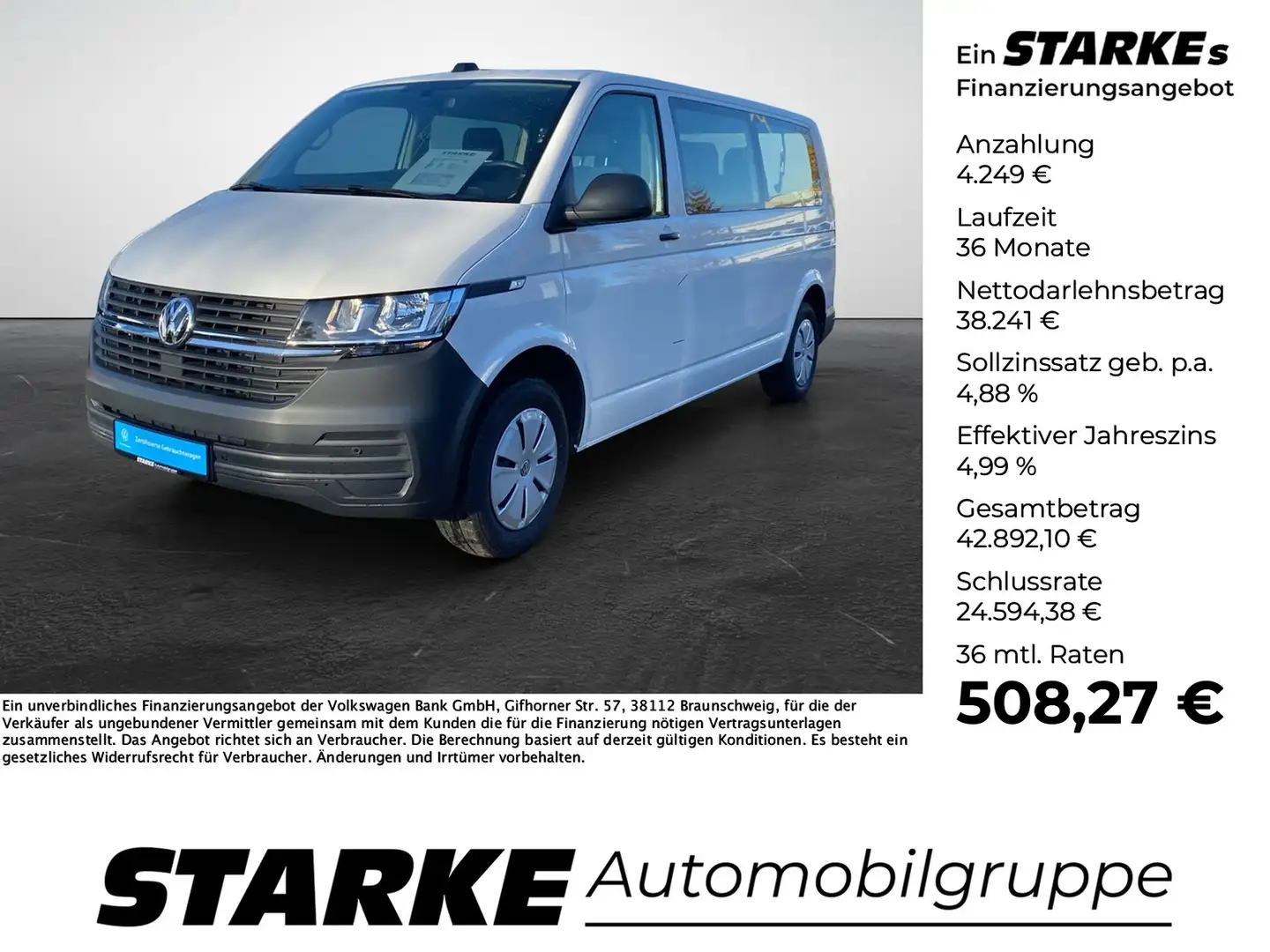 Volkswagen T6 Kombi T6.1 2.0 TDI LR 8-S Weiß - 1