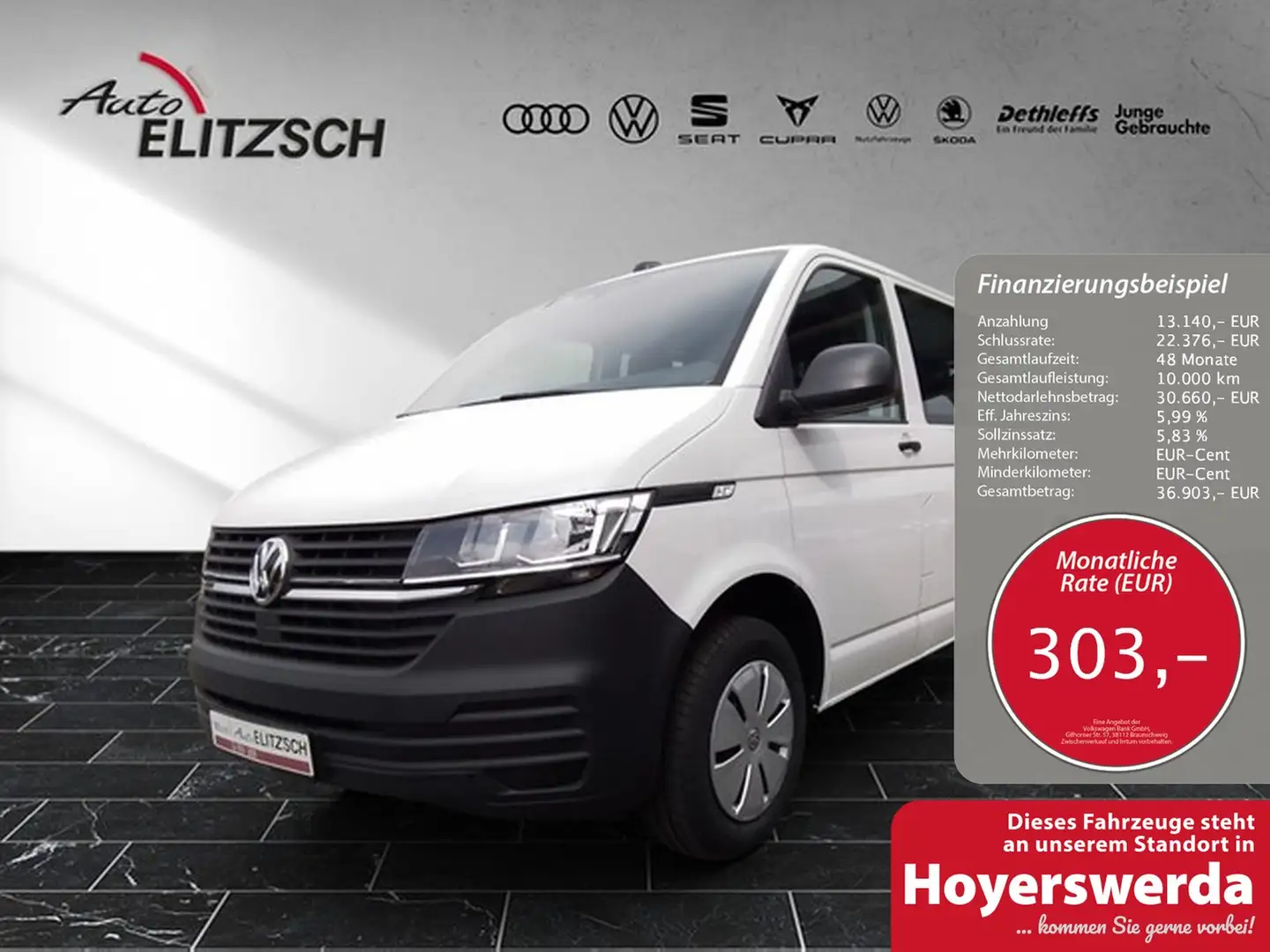 Volkswagen T6 Kombi T6.1 TDI 9-Sitzer LR SITZH. PDC KLIMA Weiß - 1