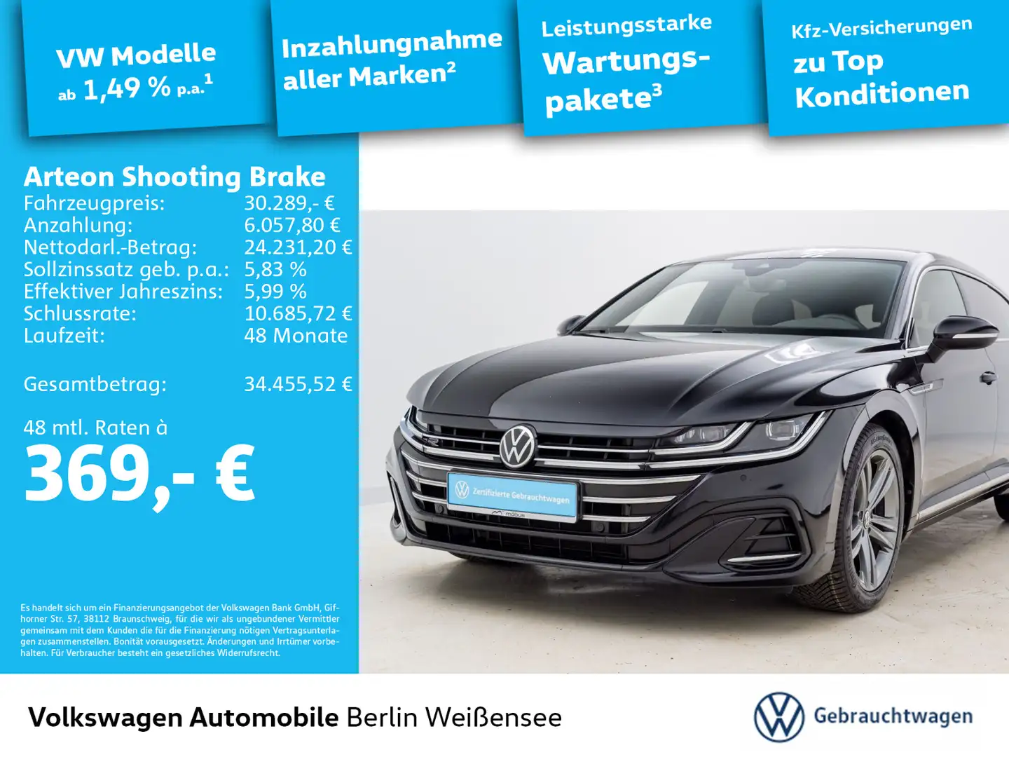 Volkswagen Arteon 2.0 TSI*R-LINE*DSG*SHZ*PDC Schwarz - 1