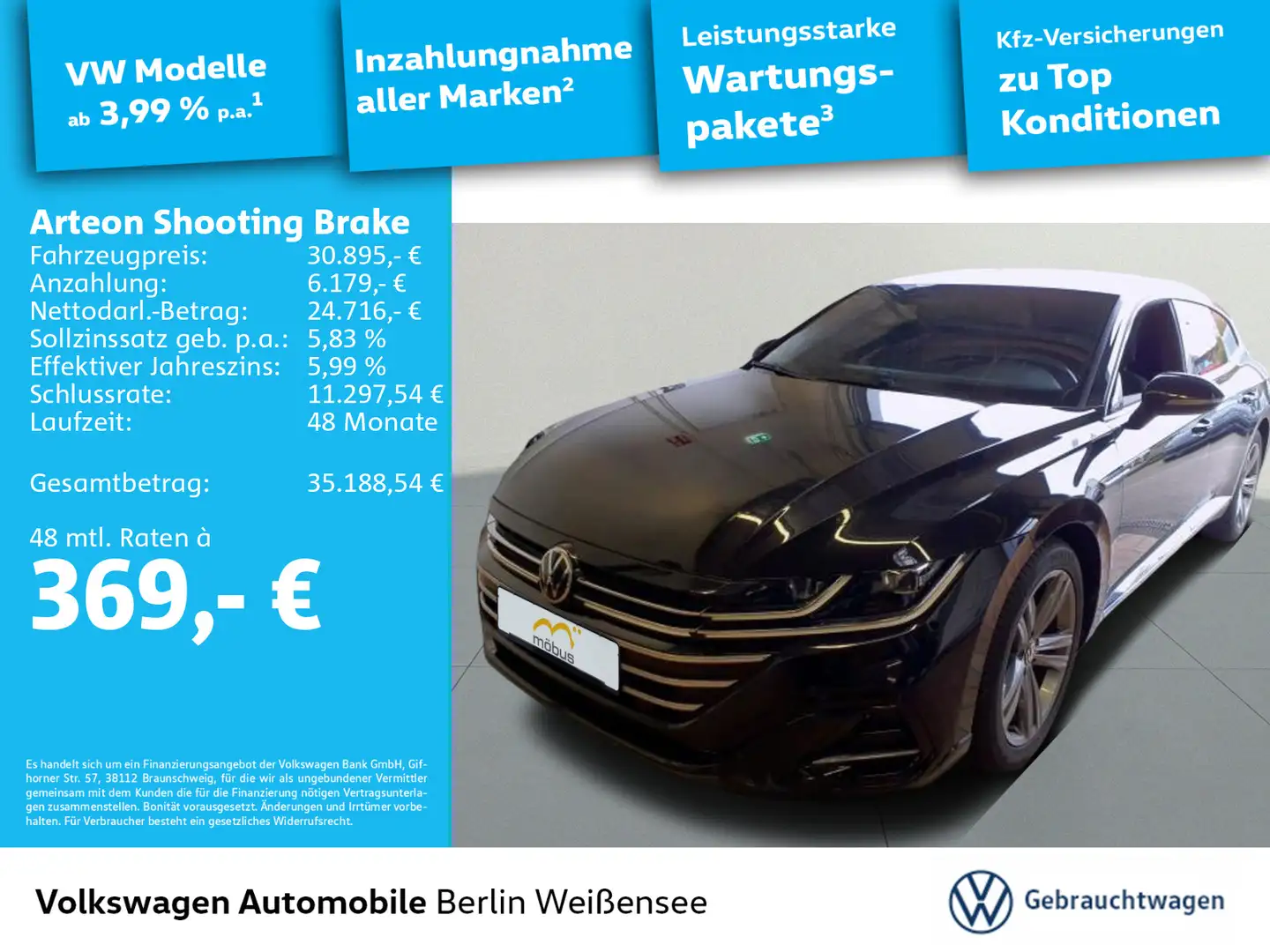 Volkswagen Arteon 2.0 TSI*R-LINE*DSG*SHZ*PDC Schwarz - 1