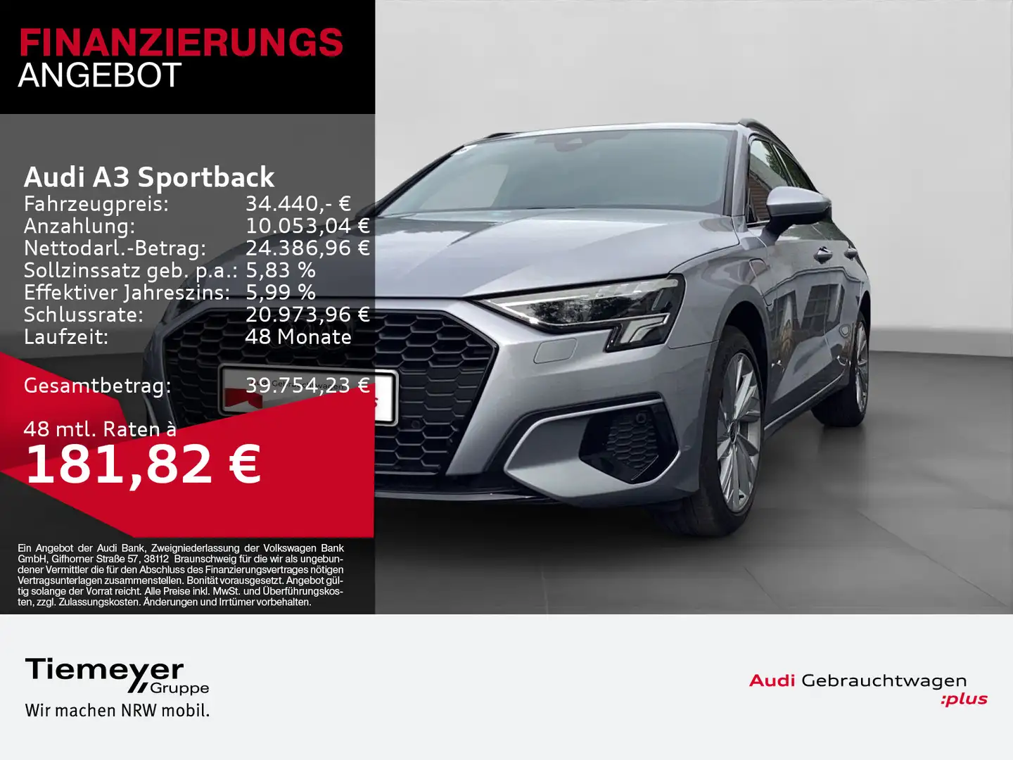 Audi A3 40 TFSIe ADVANCED LM17 AHK LED SPOR Silber - 1