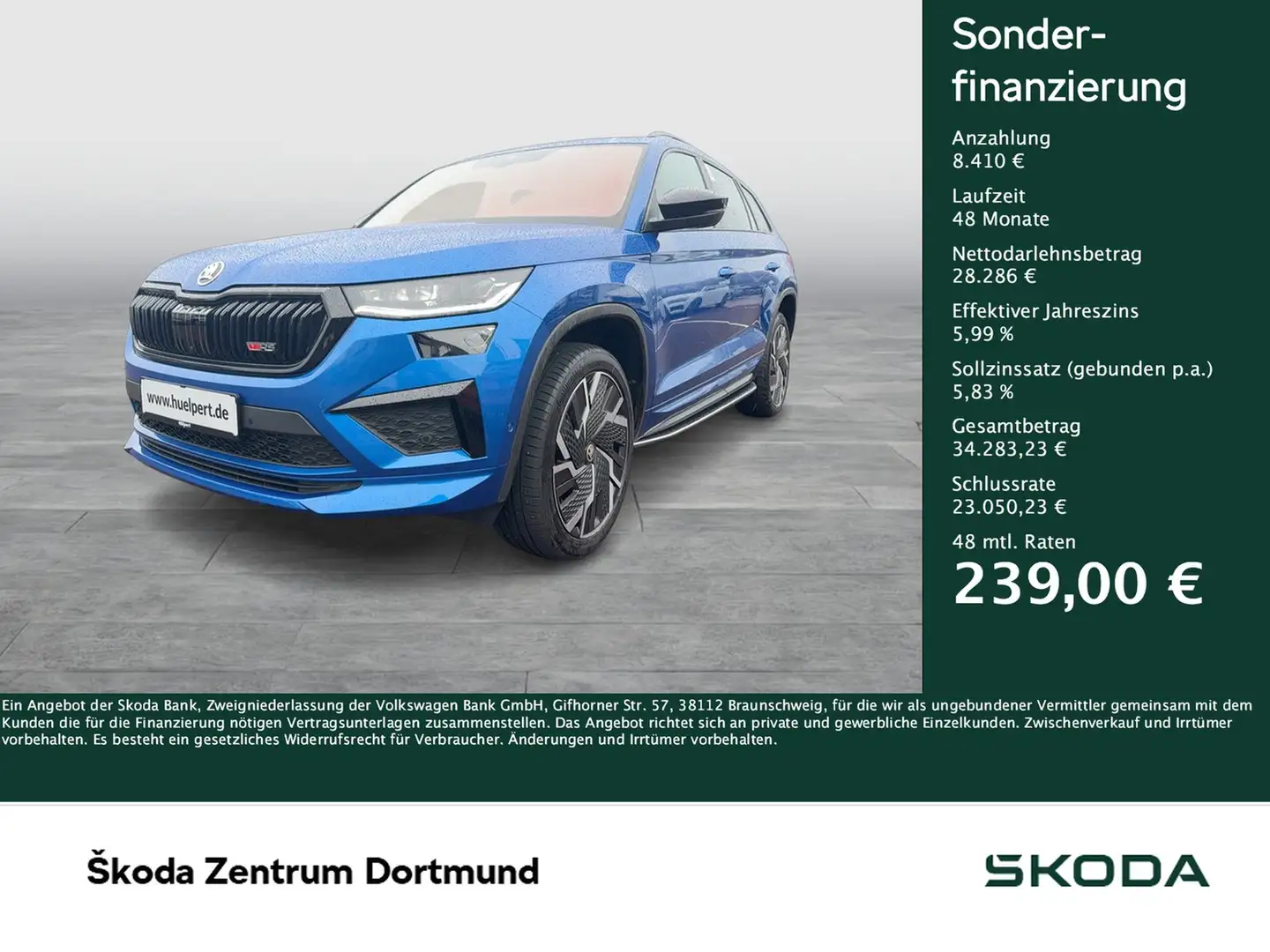 Skoda Kodiaq 2.0 RS 4X4 LEDER PANO AHK 360CAM LM20 NAVI Blau - 1