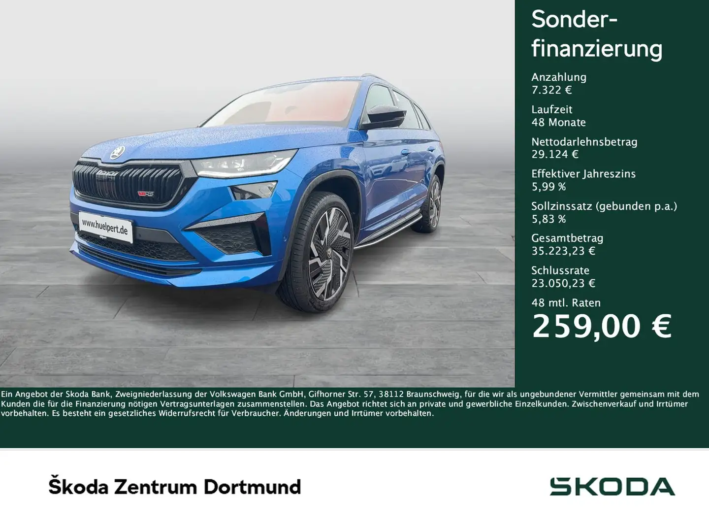 Skoda Kodiaq 2.0 RS 4X4 LEDER PANO AHK 360CAM LM20 NAVI Albastru - 1