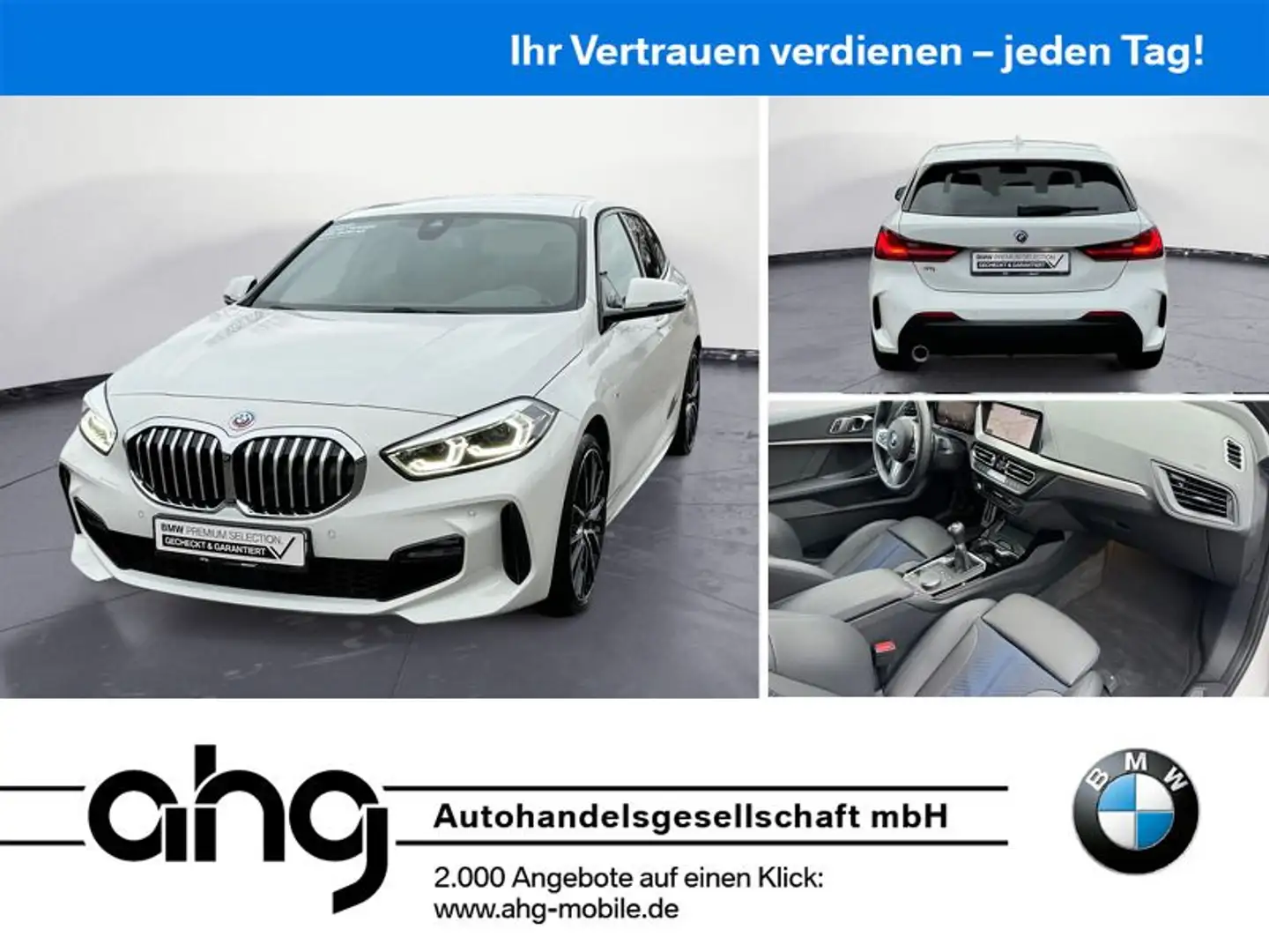 BMW 118 i M Sport Navi Klima PDC HiFi LED AHK Komfort Blanc - 1