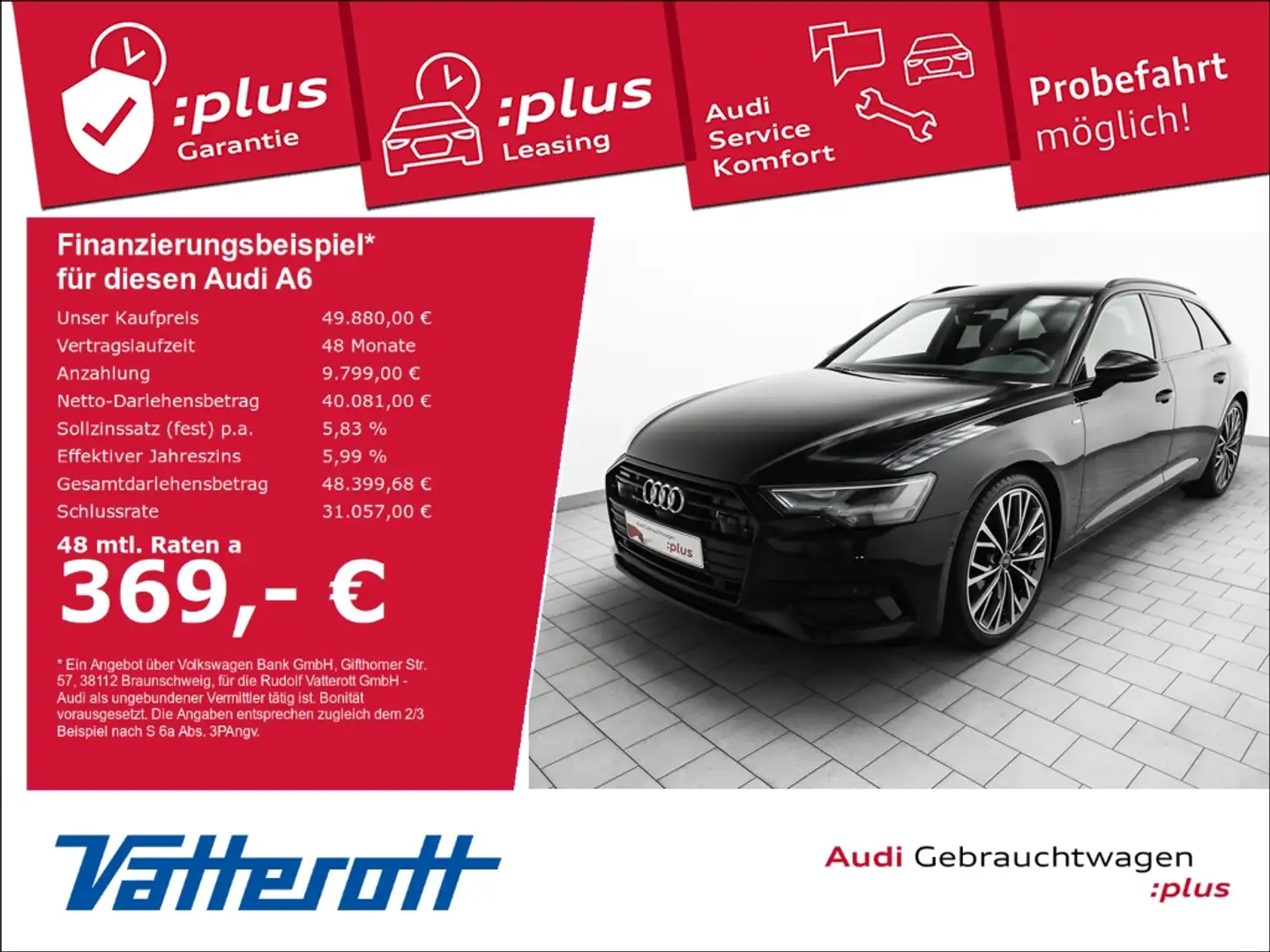 Audi A6 Avant 40 TDI quattro S line Sport AHK B&O ACC Busi Schwarz - 1