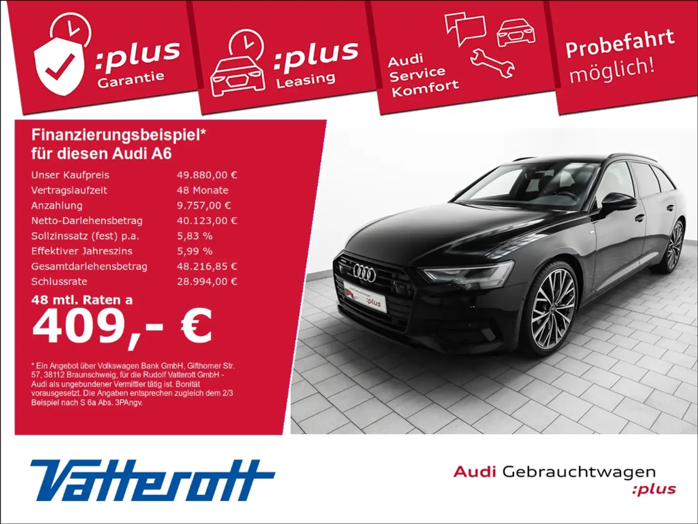 Audi A6 Avant 40 TDI quattro S line Sport AHK B&O ACC Busi Schwarz - 1