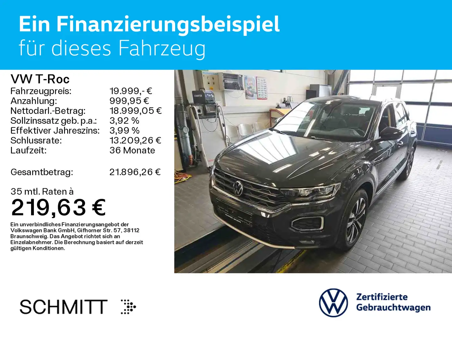 Volkswagen T-Roc T-ROC 1.0 TSI UNITED*LED*AHK*KAMERA*PDC*SHZ*NAVI Grijs - 2