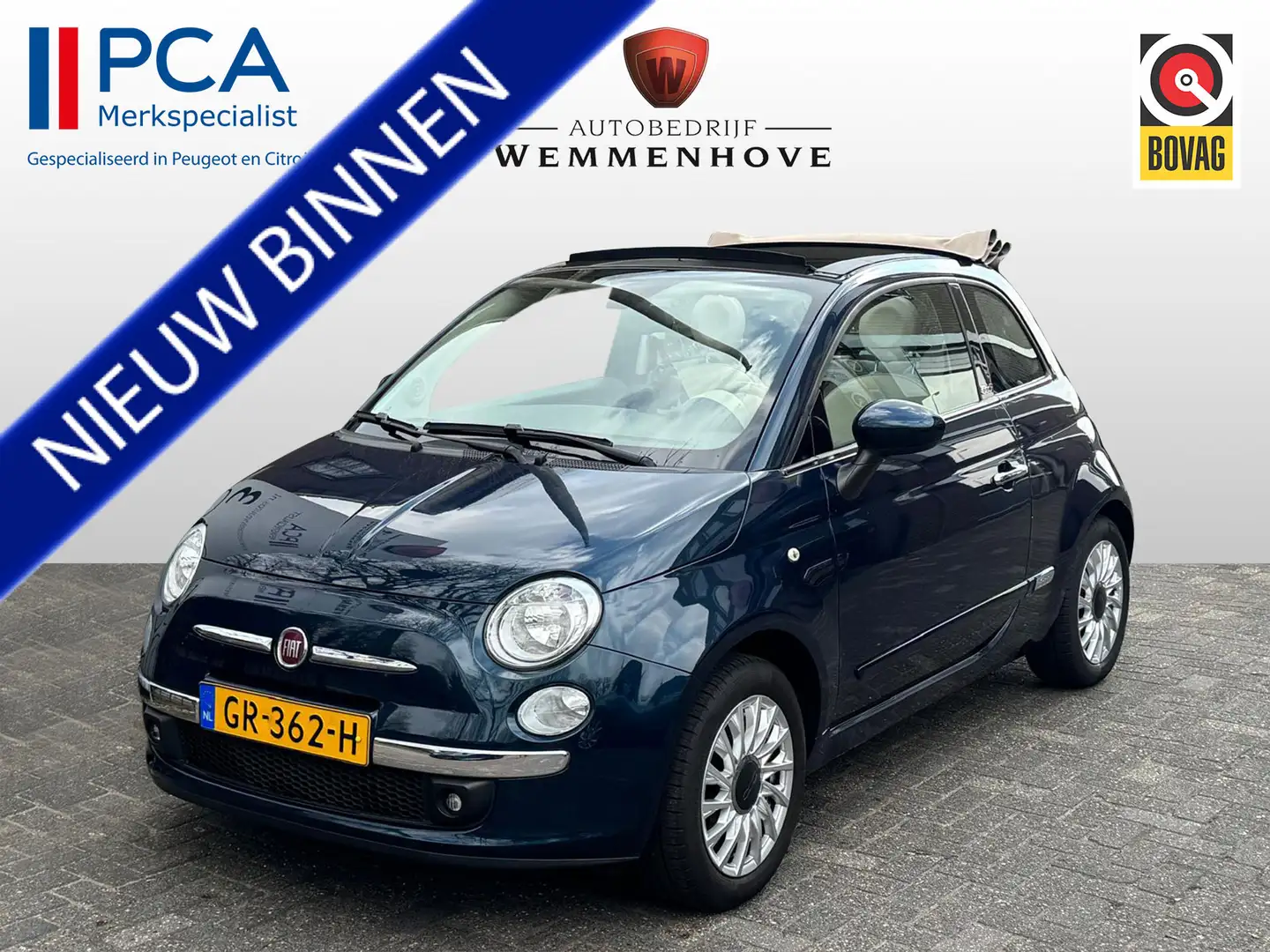 Fiat 500C 1.2 Lounge Cabrio/Lichtmetalen velgen/Airco Blau - 1